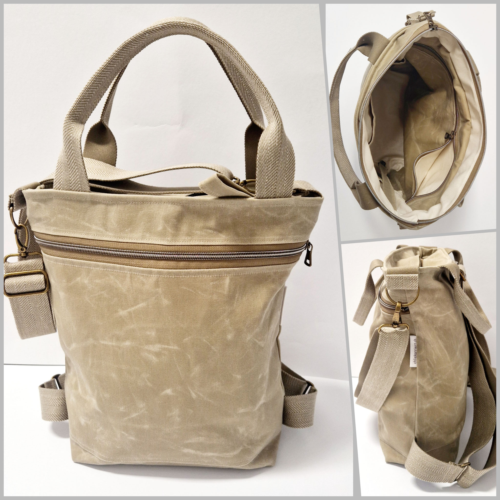 3in1 Bag M Waxed Canvas beige