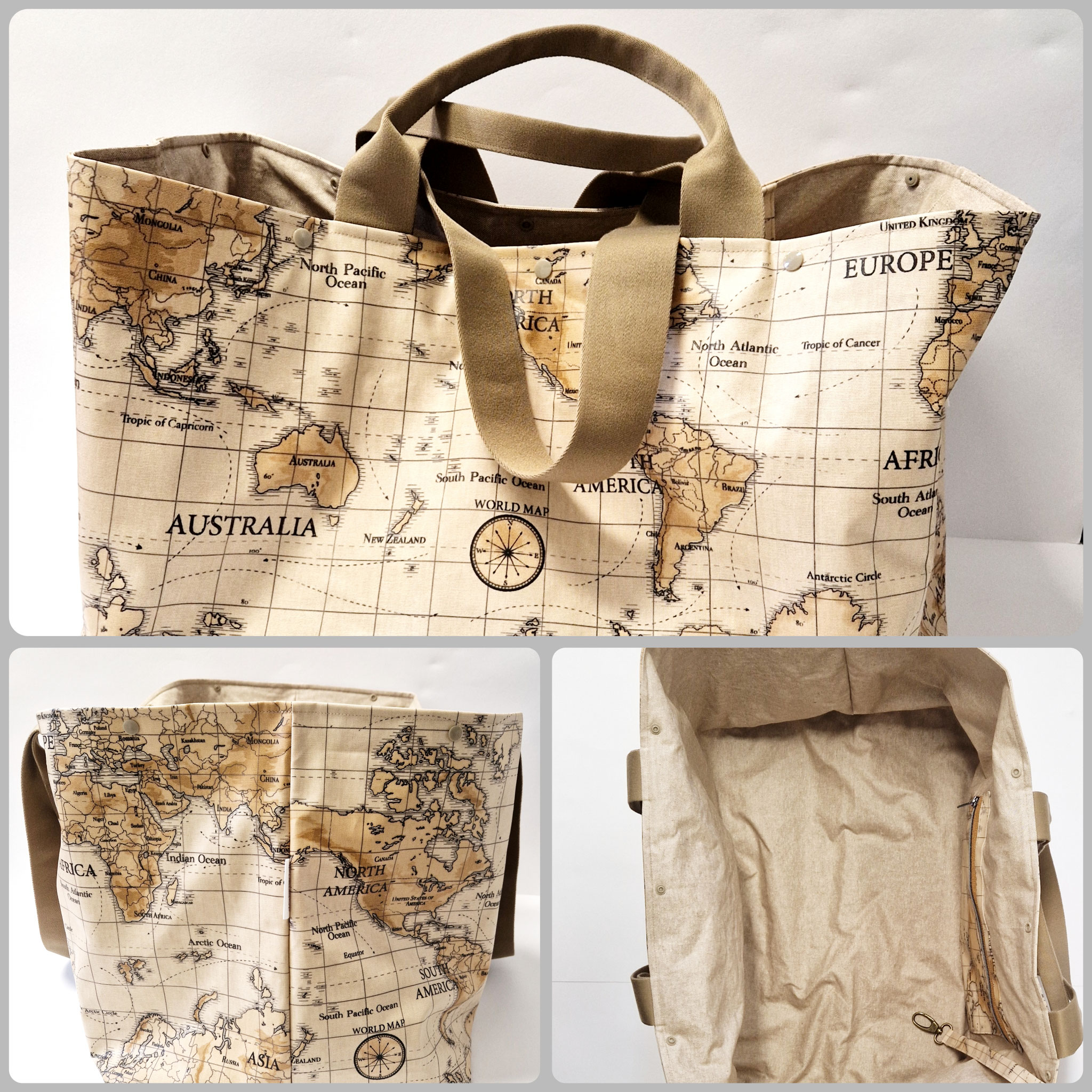 XXL Badetasche Weltkarte braun
