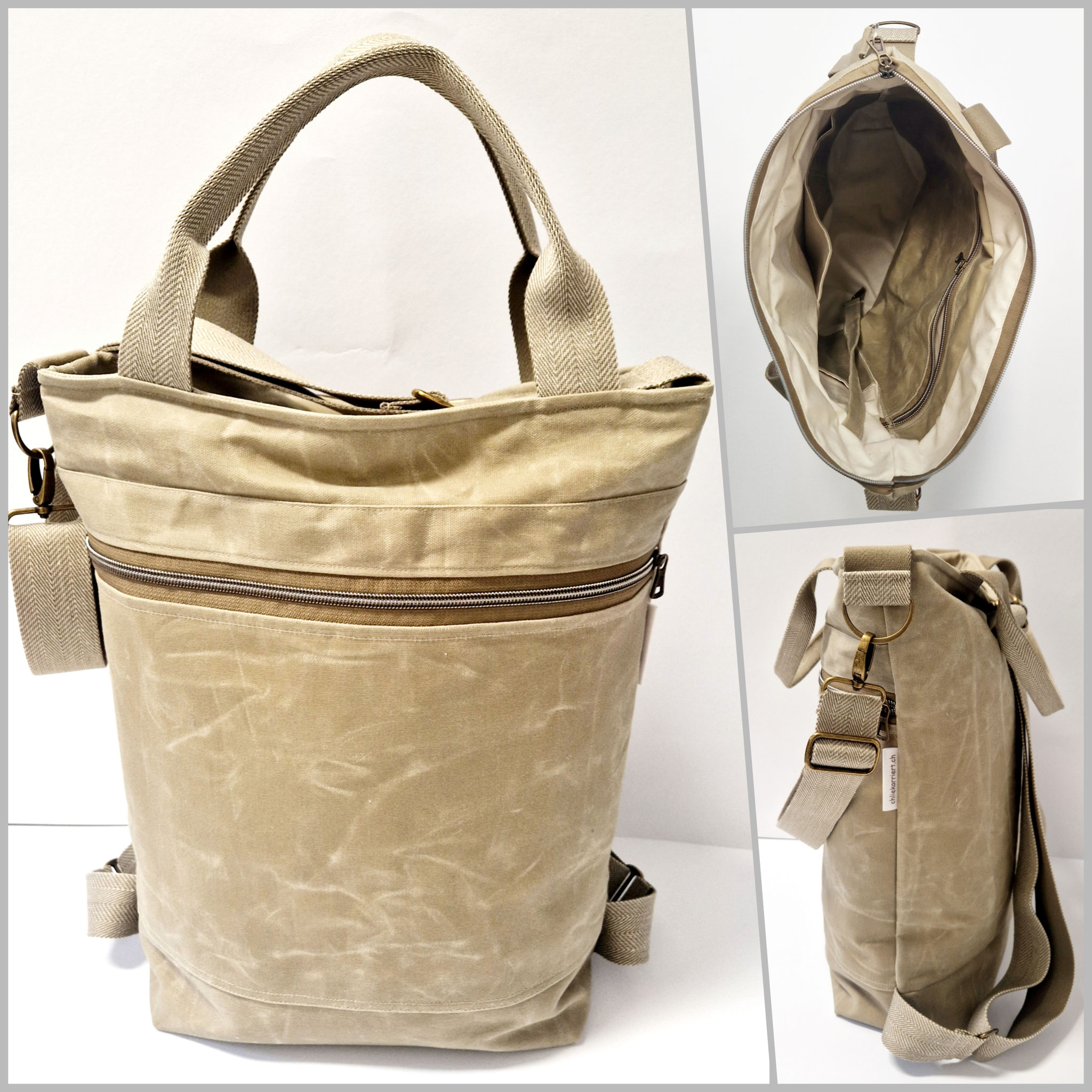 3in1 Bag L Waxed Canvas beige