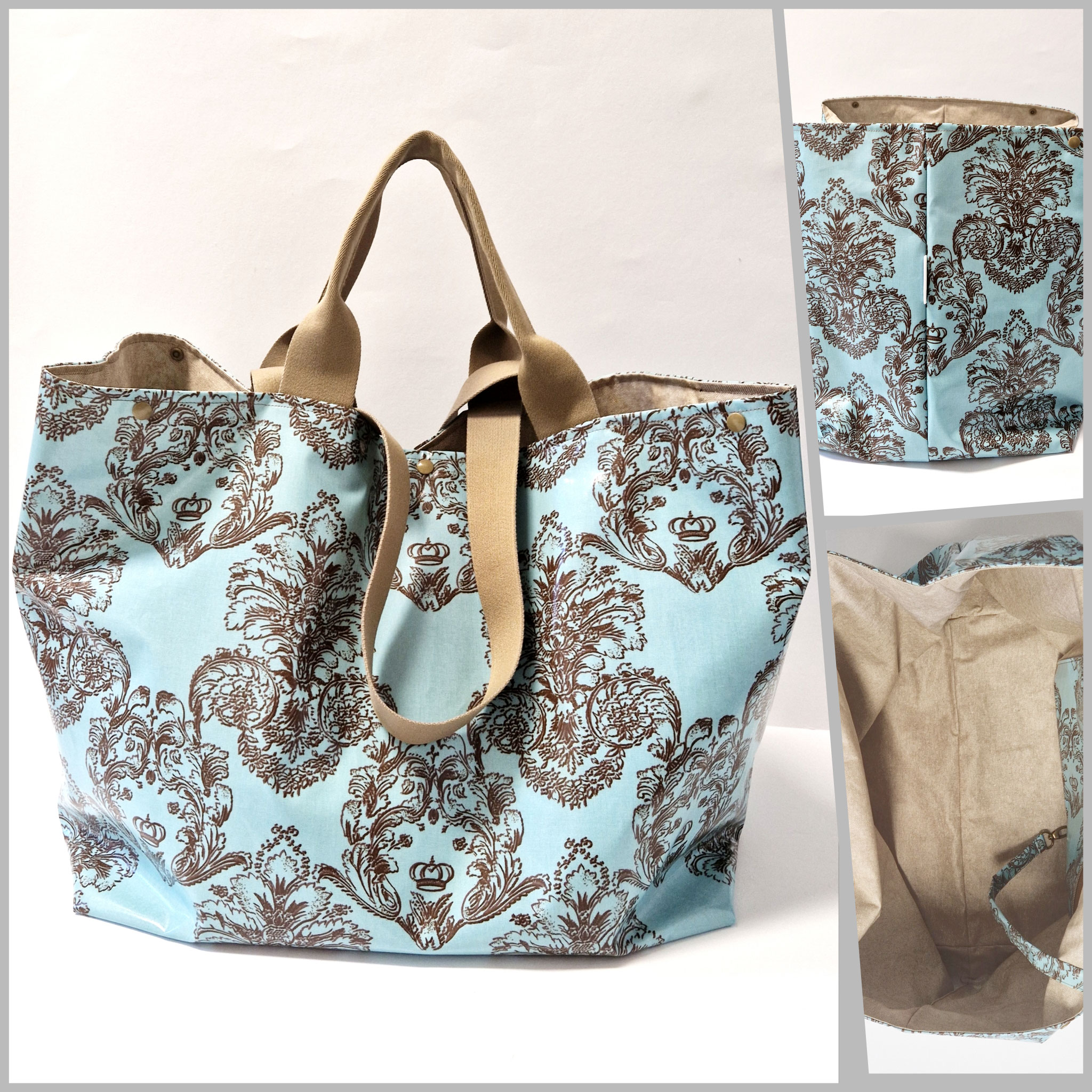 Badetasche XL Barock türkis-goldbeige