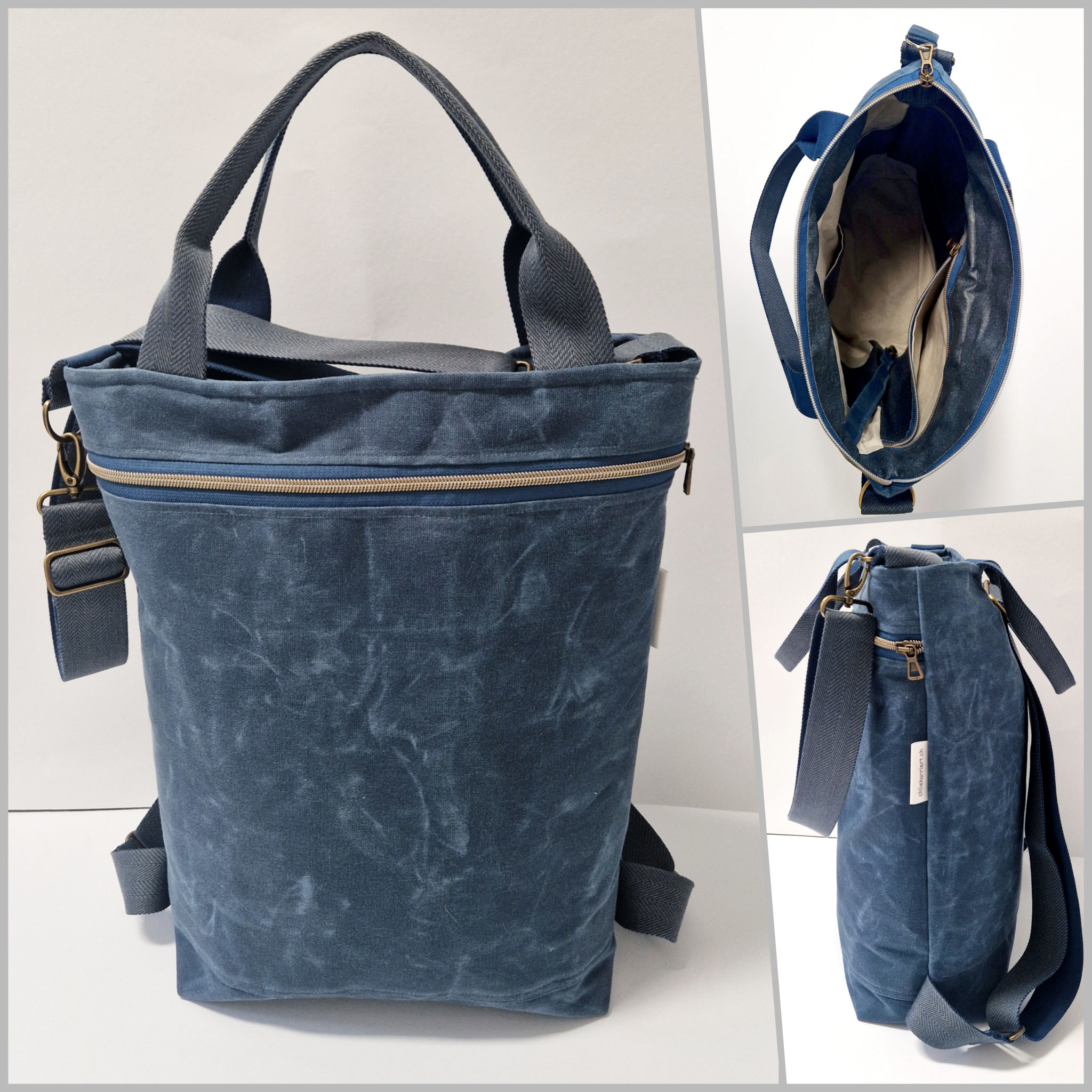 3in1 Bag L Waxed Canvas dusty blue