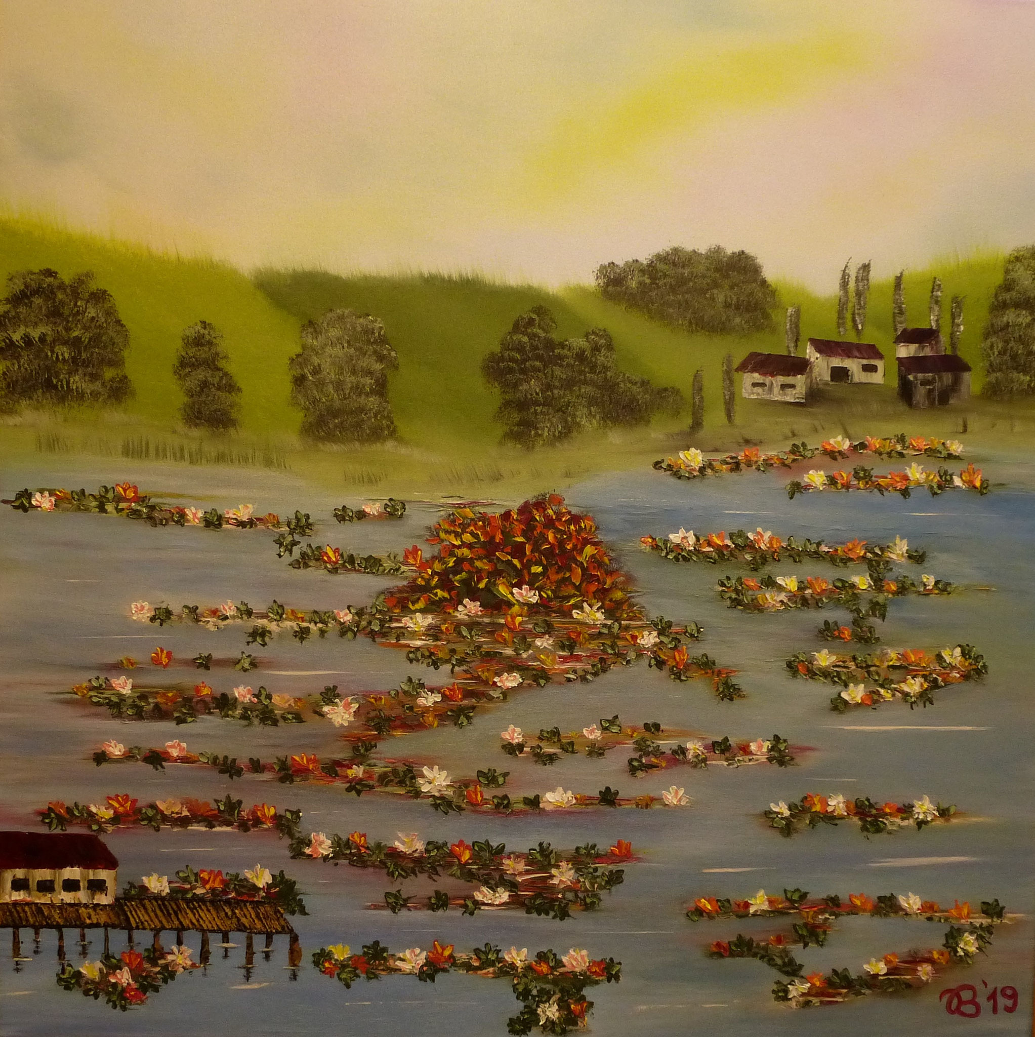 (58)     Seerosen     80 cm x 80 cm