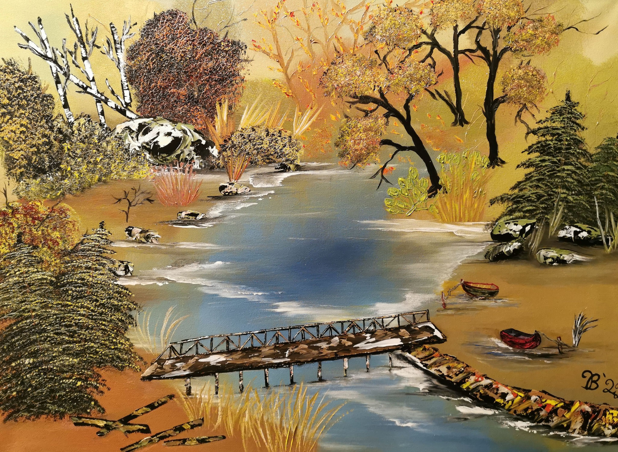 (112)     Herbst am See     80 cm x 60 cm