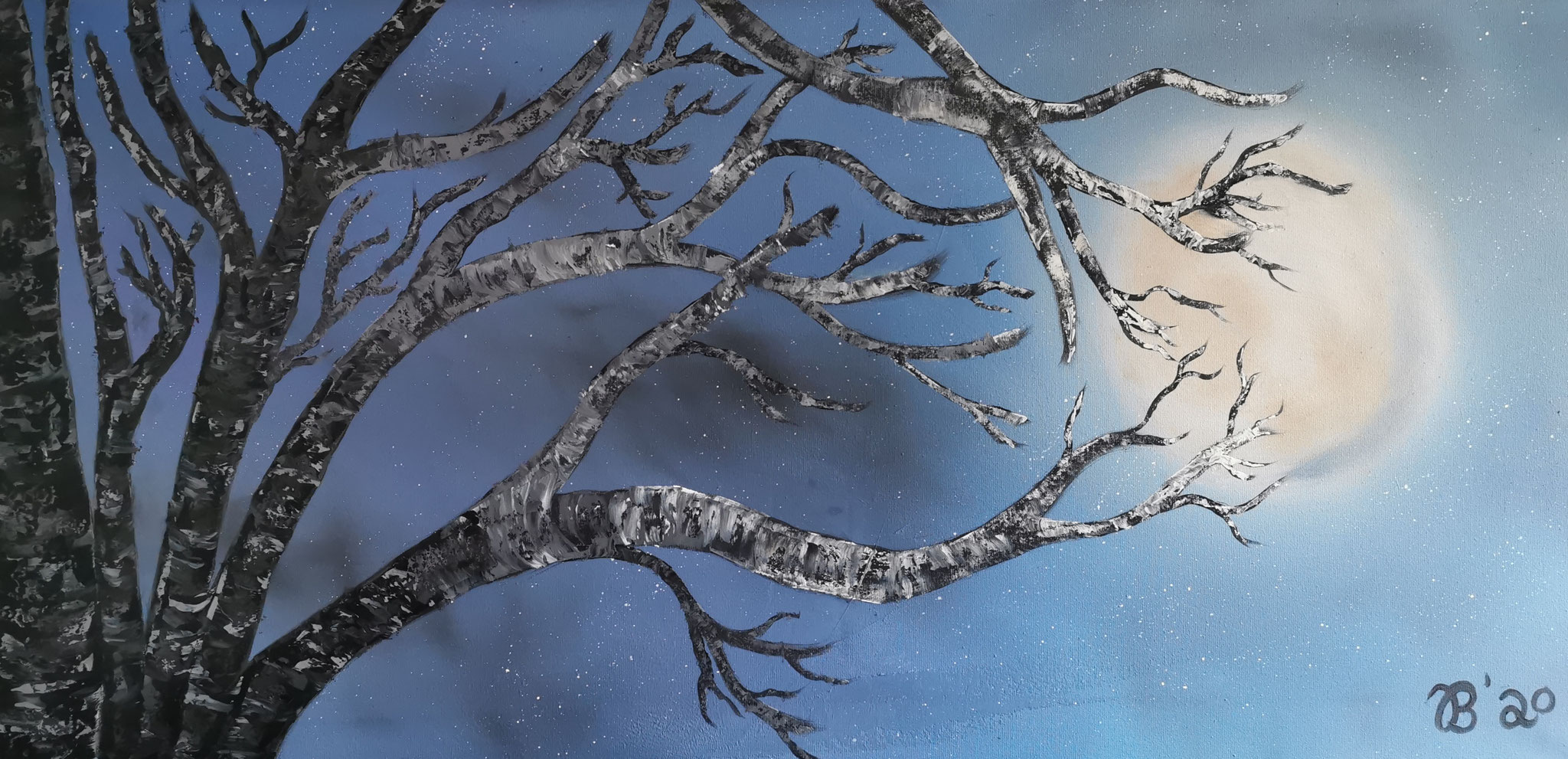 (39)     Birke im Mondlicht     80 cm x 40 cm