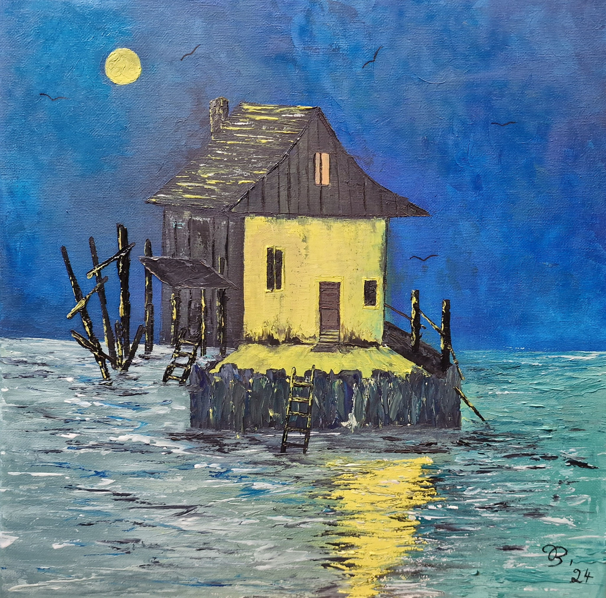 (143)     Sommer am See     40 cm x 40 cm