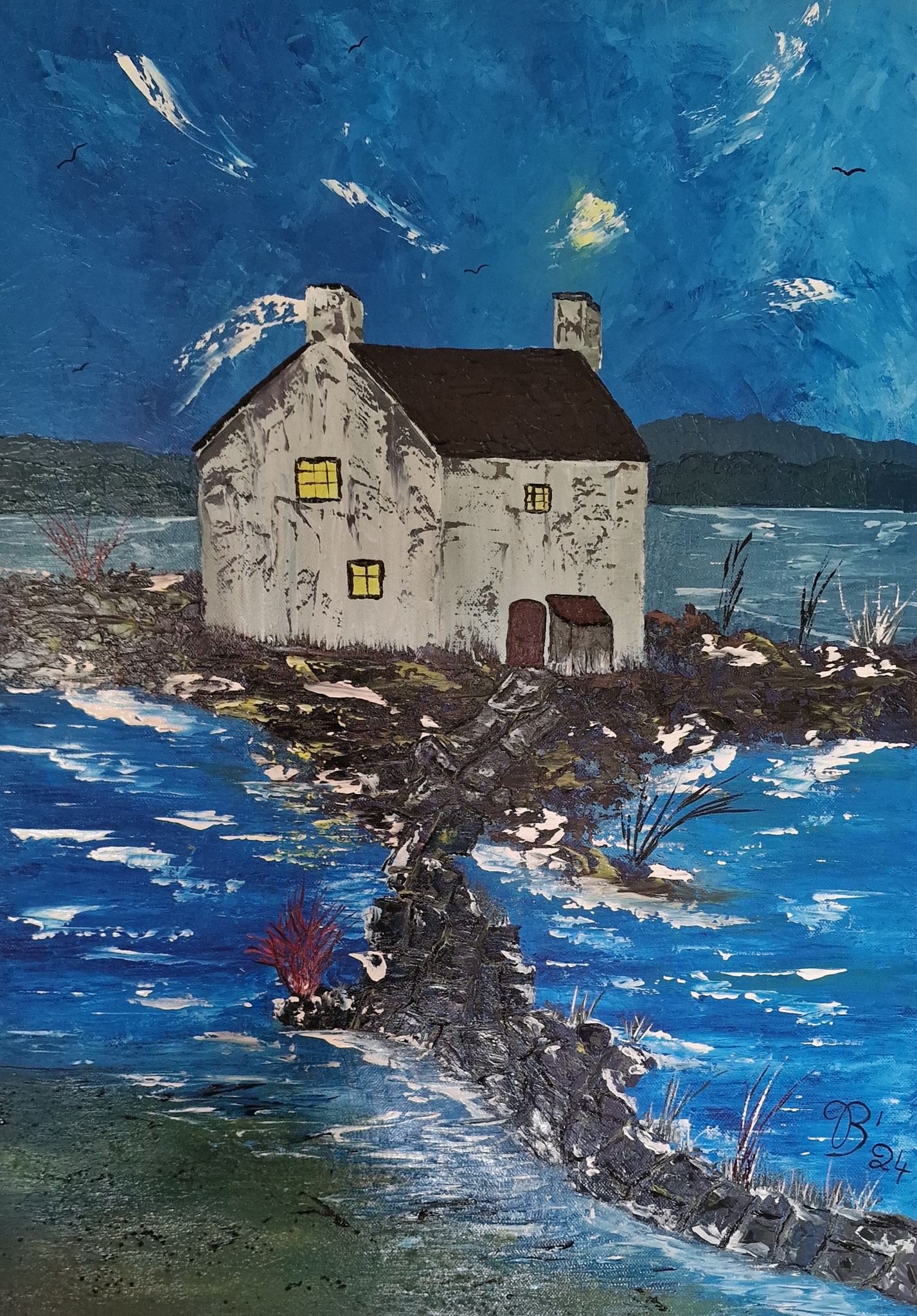 (155)     Haus am Meer     50 cm x 70 cm