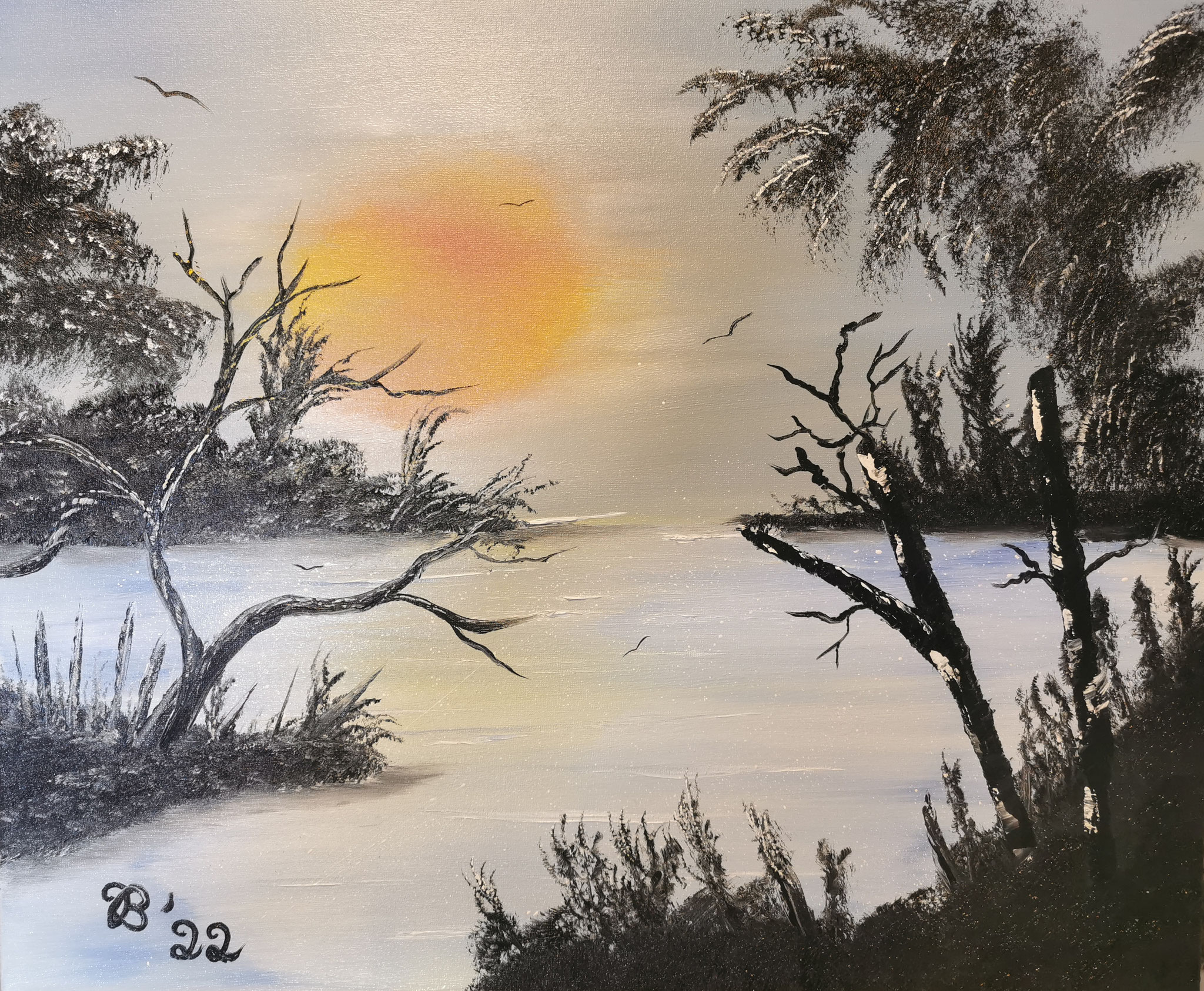 (119)     Sonnenuntergang am Meer     60 cm x 50 cm