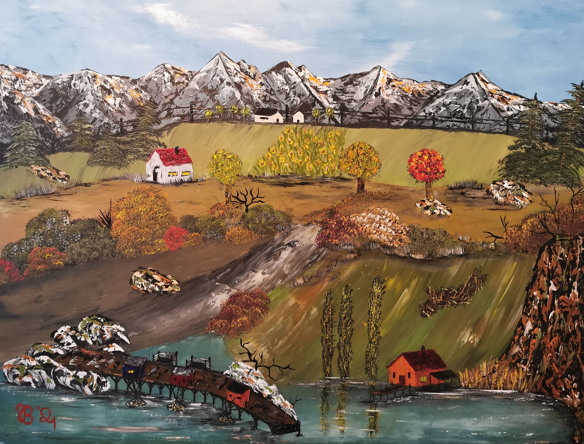(106)     Frühjahr im Gebirge     90 cm x 70 cm