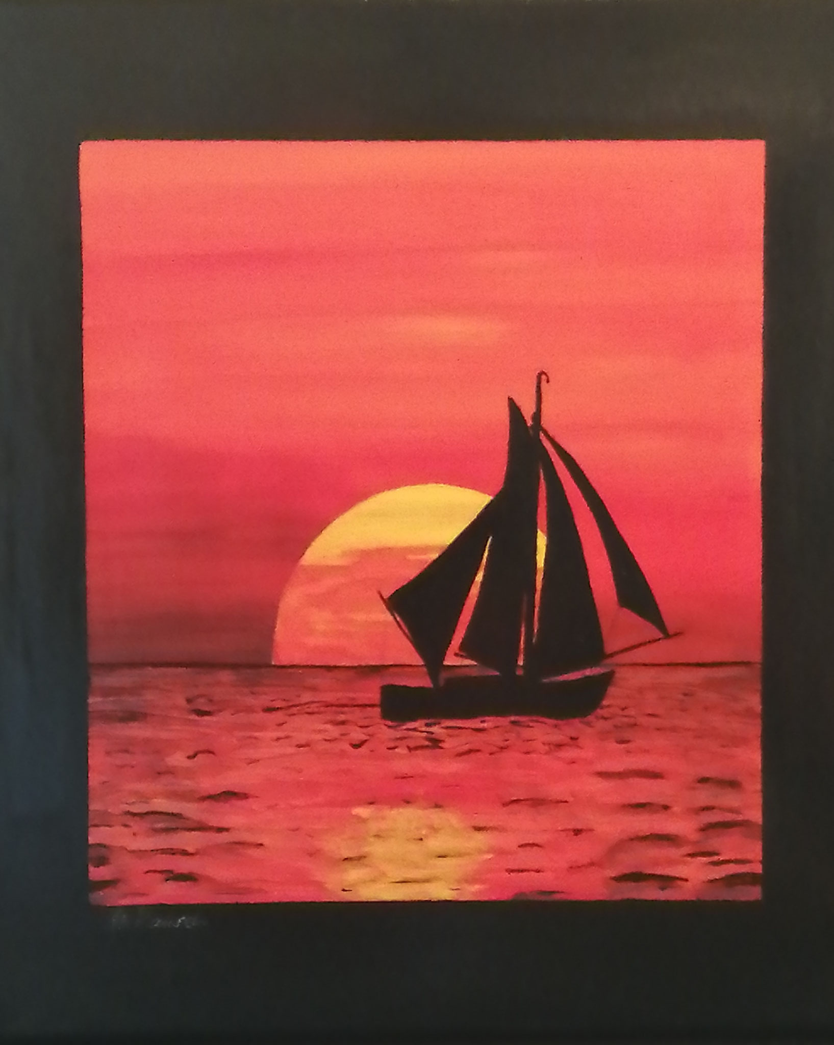 Sonnenuntergang auf dem Meer, Acryl, 60x50 cm