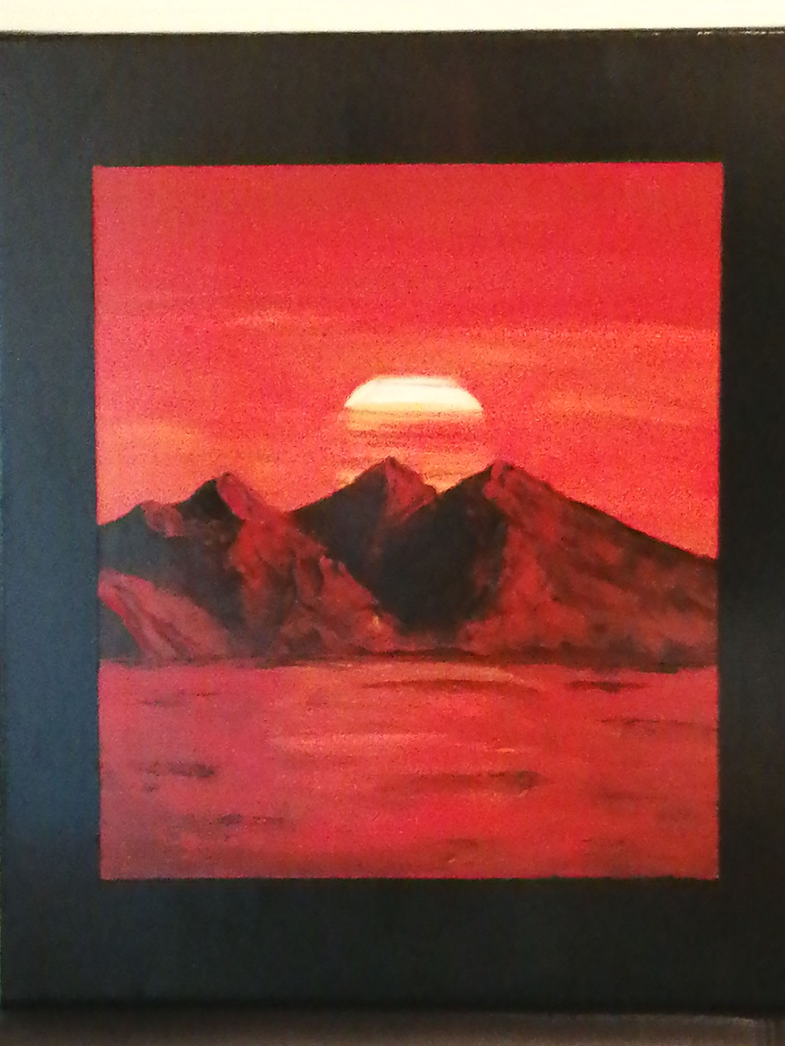Sonnenuntergang in den Bergen, Acryl, 60x50 cm