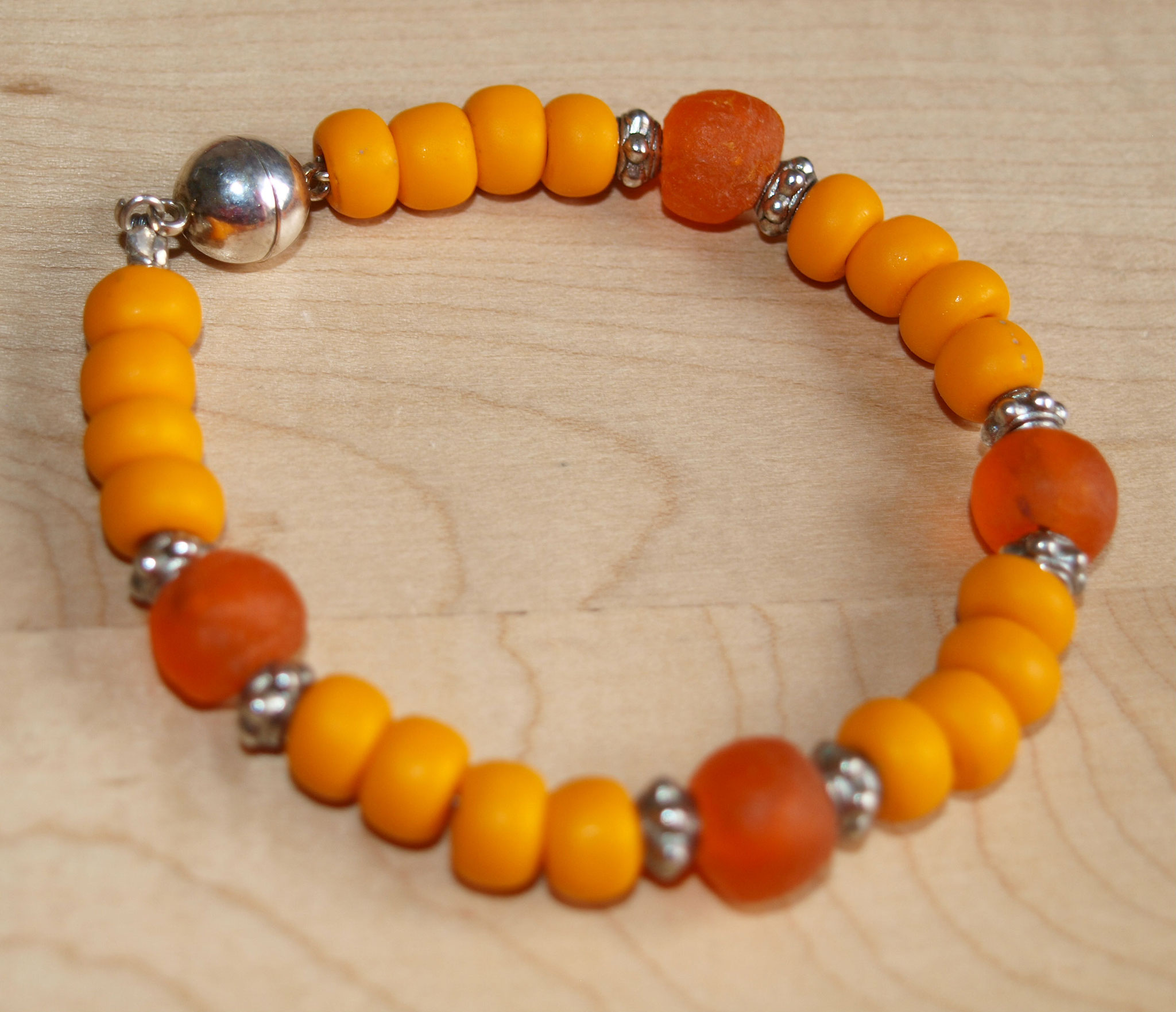 antike Padre-Tradebeads in orange, Kroboperlen