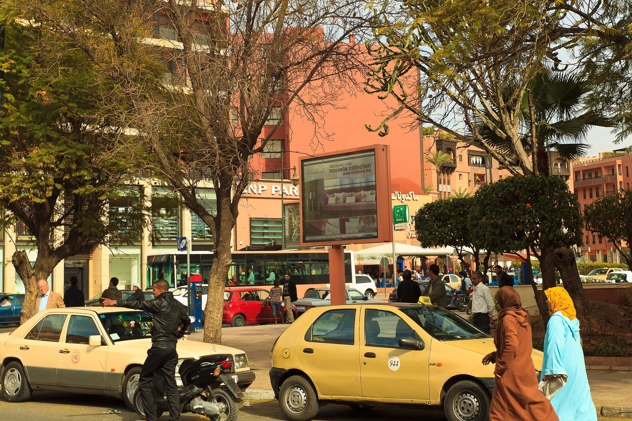 Plaza, shopping area with fashion stores