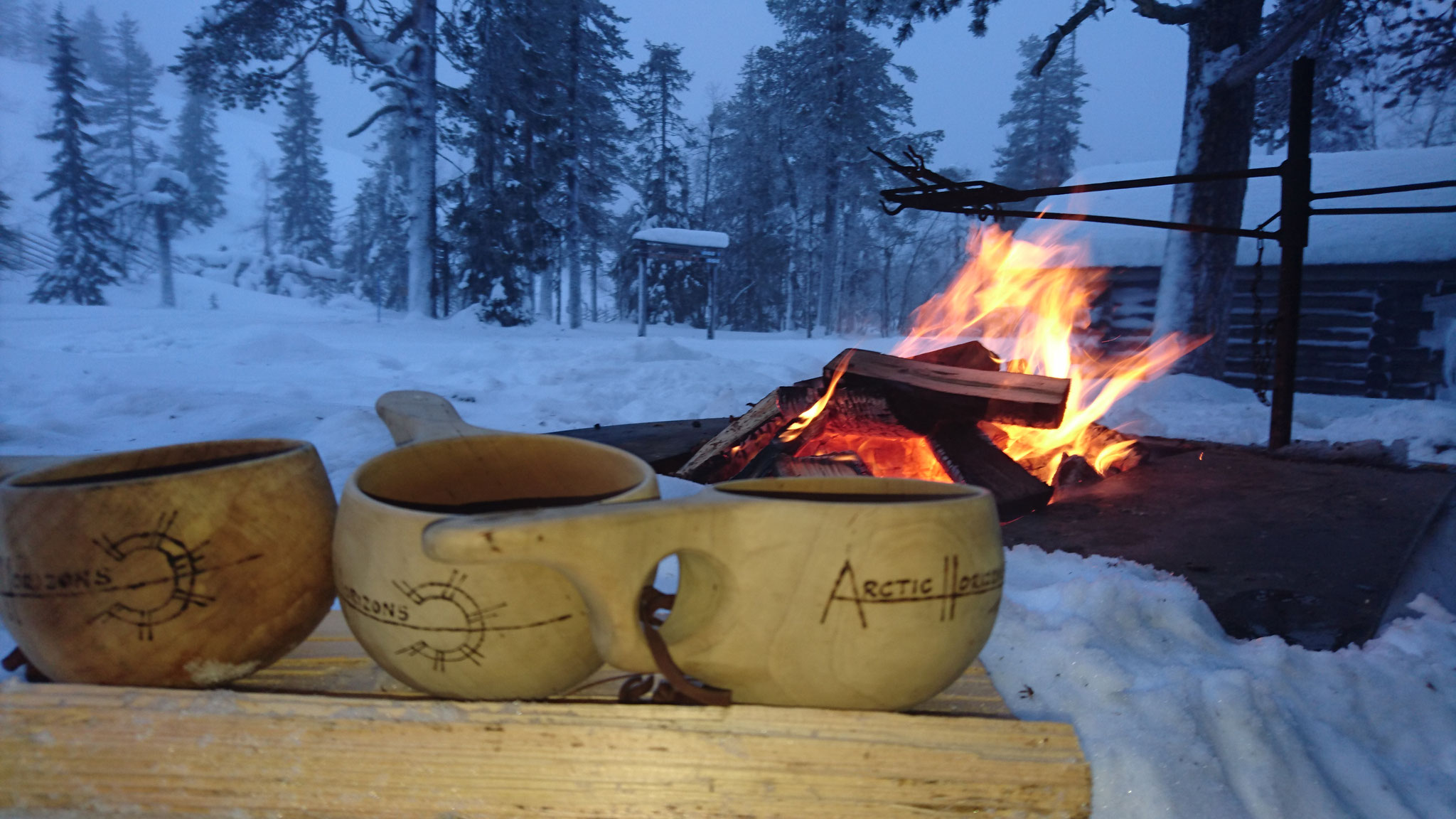 Coffee break by the fire...