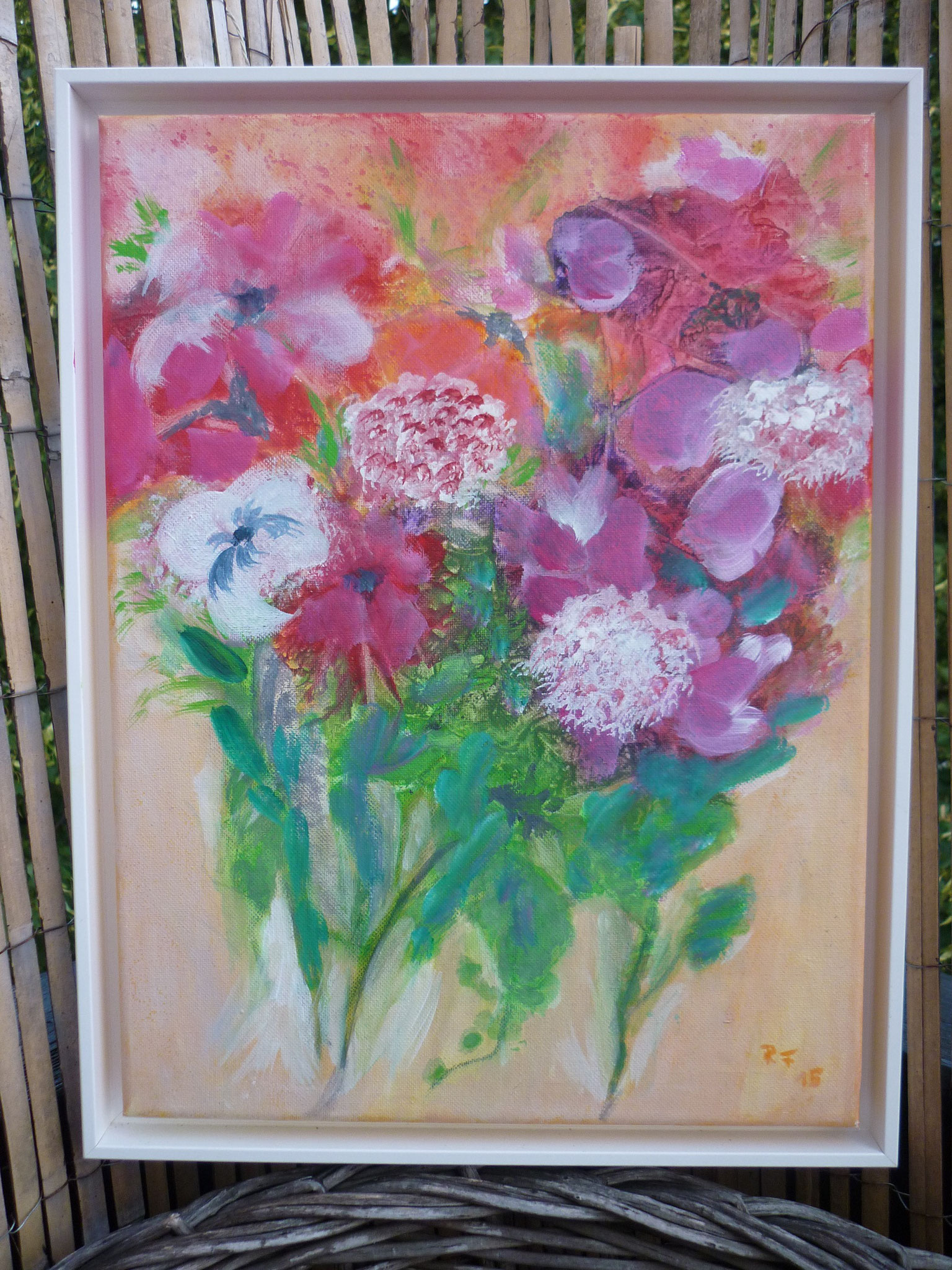 Blumen 40cmx30cm mit Holzrahmen 70,-