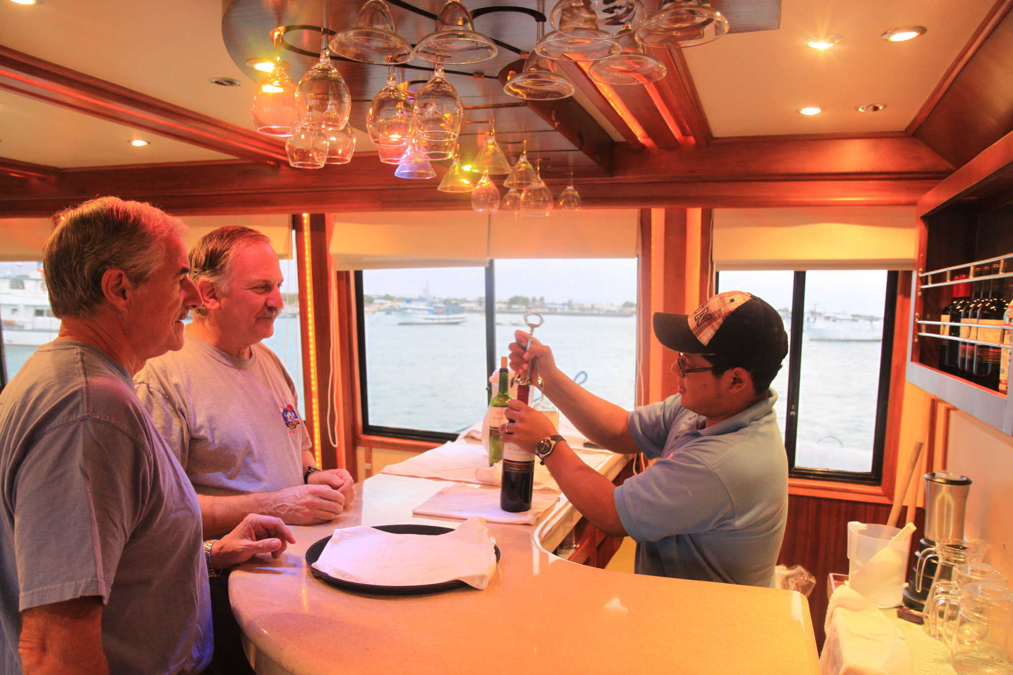 Galapagos Shark Diving - bar area of the ship Galapagos Dive Liveaboard