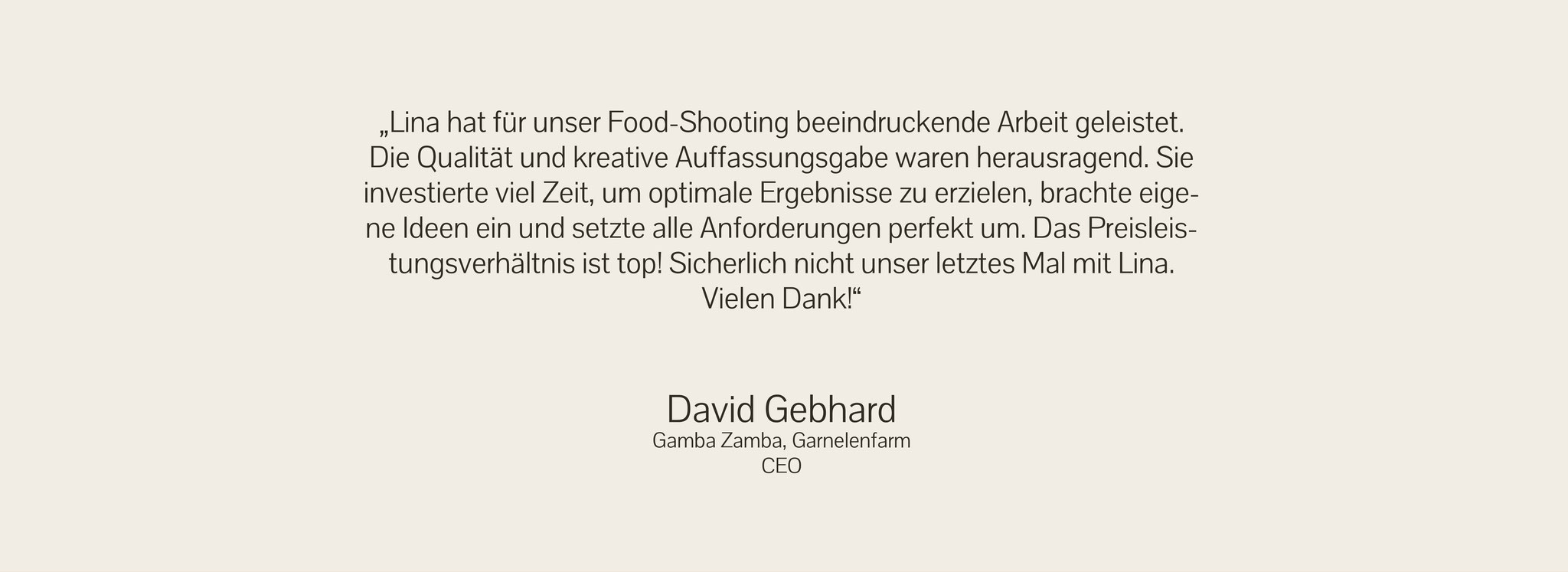 Kundenrezension zu Foodfotografie Studio Lina Sternberg von Gamba Zamba