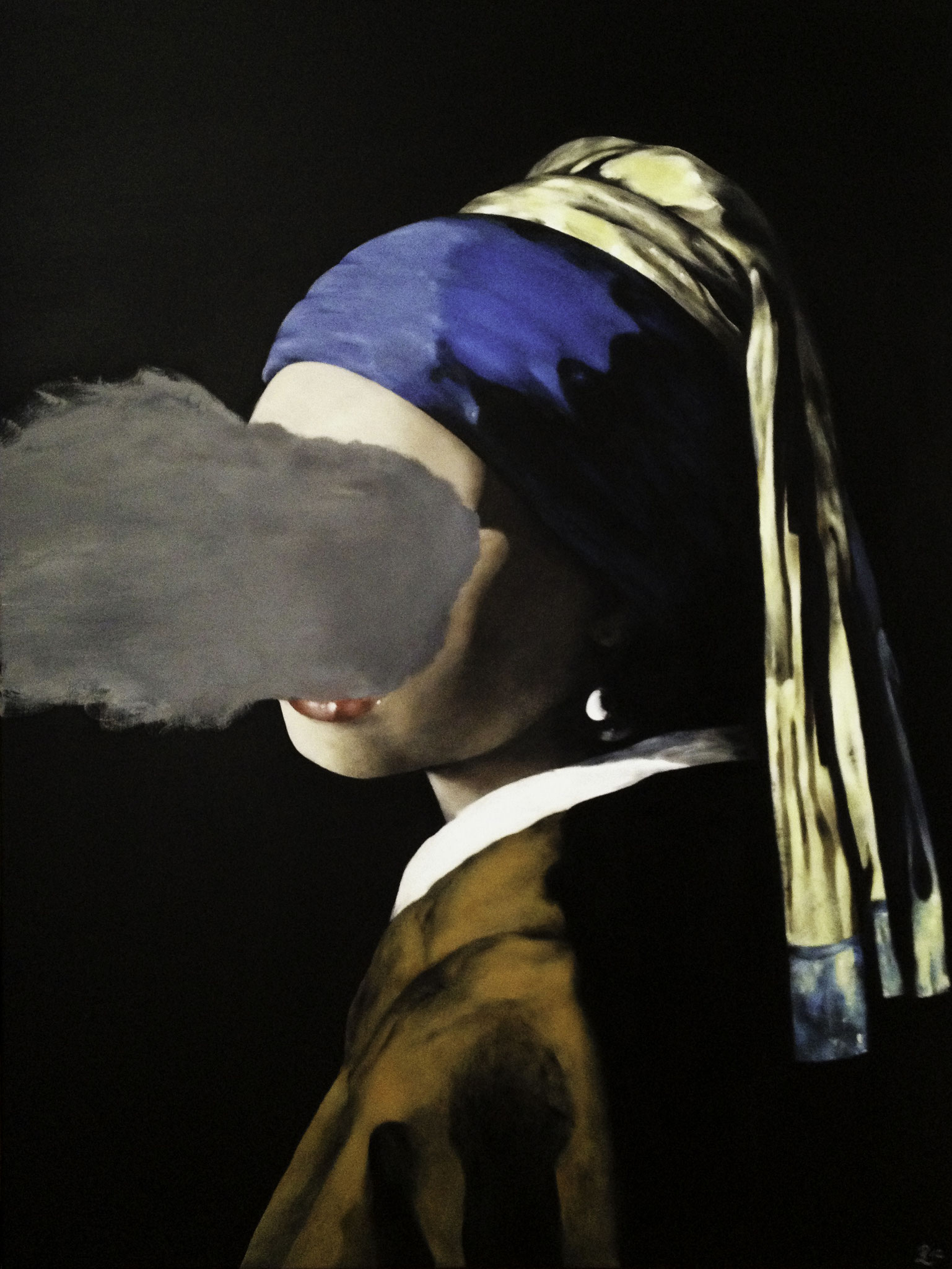 GIRL WITH A PEARL CLOUD, acrylic on canvas, 90 x 120, 2012