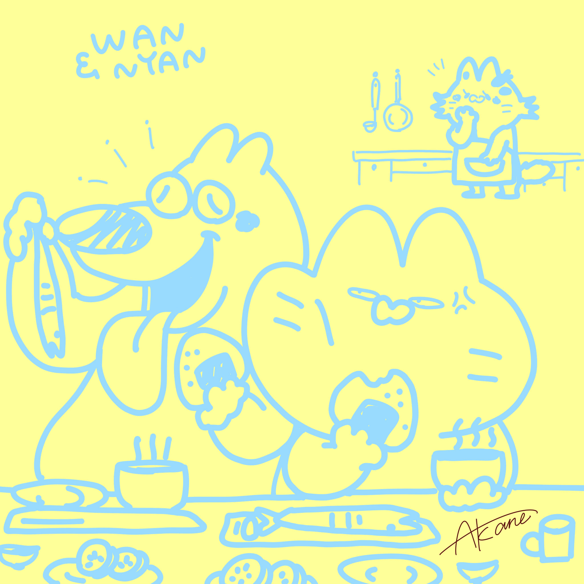 『一汁三菜の日』2021/02/13　食べ方が汚いわ、寄りかかるわで、キレそうなNYAN。それでも、なんだかんだ一緒にいる2匹