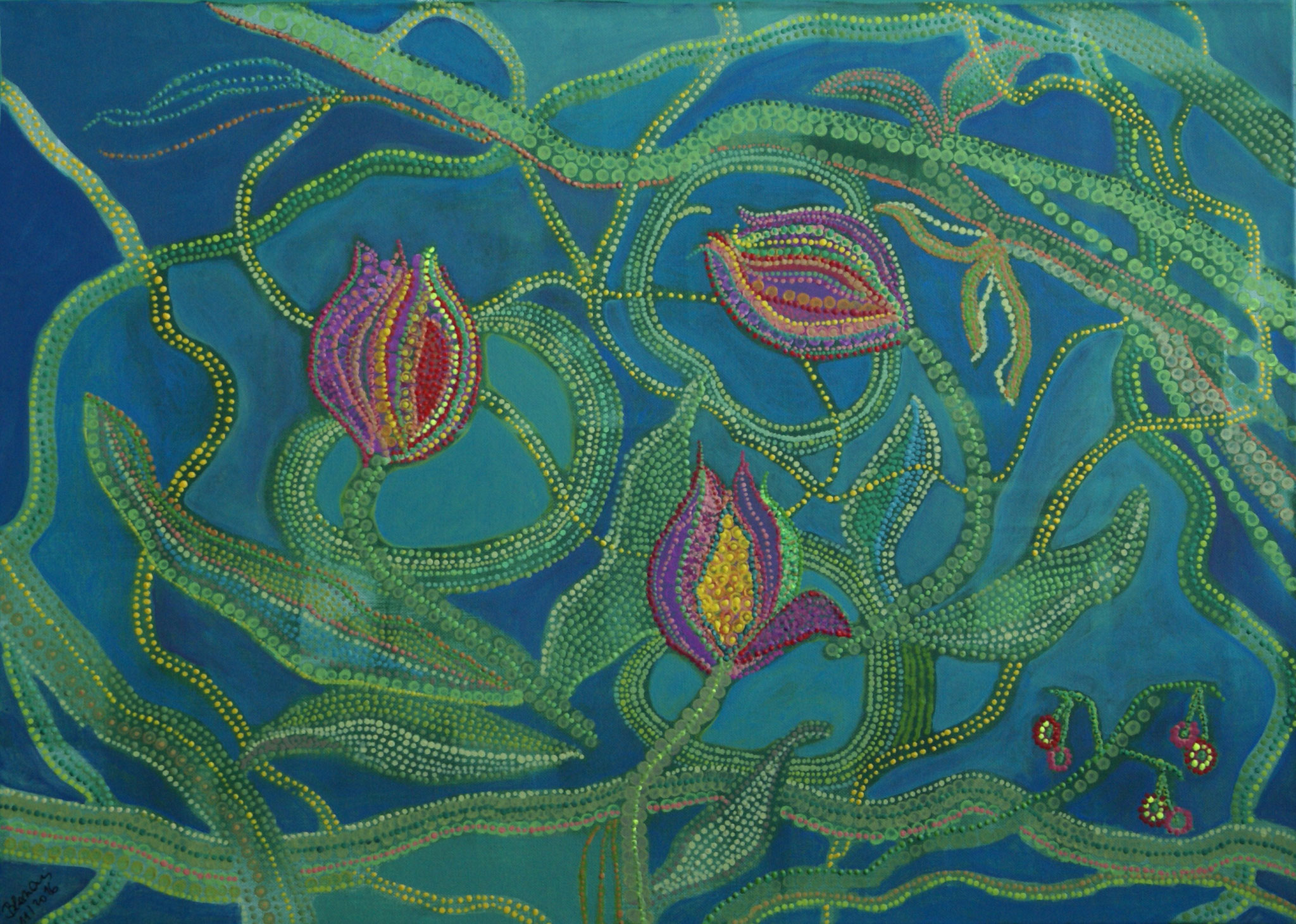 WVZ 448 2016 Tulpenblüten Dot-Art Acryl 50x70