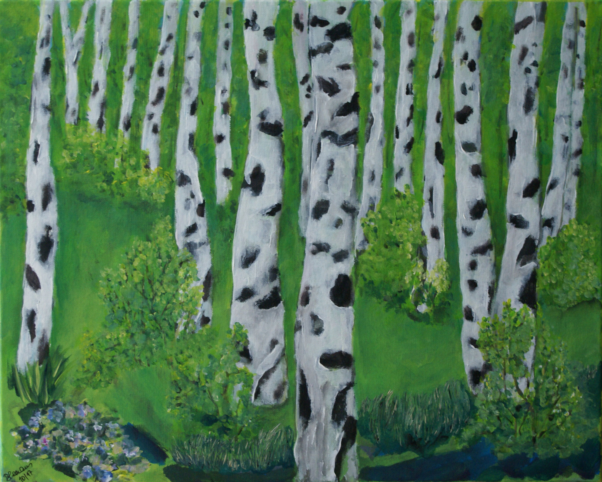 WVZ 479A 2017 Birkenwald im Frühling Acryl 40x50