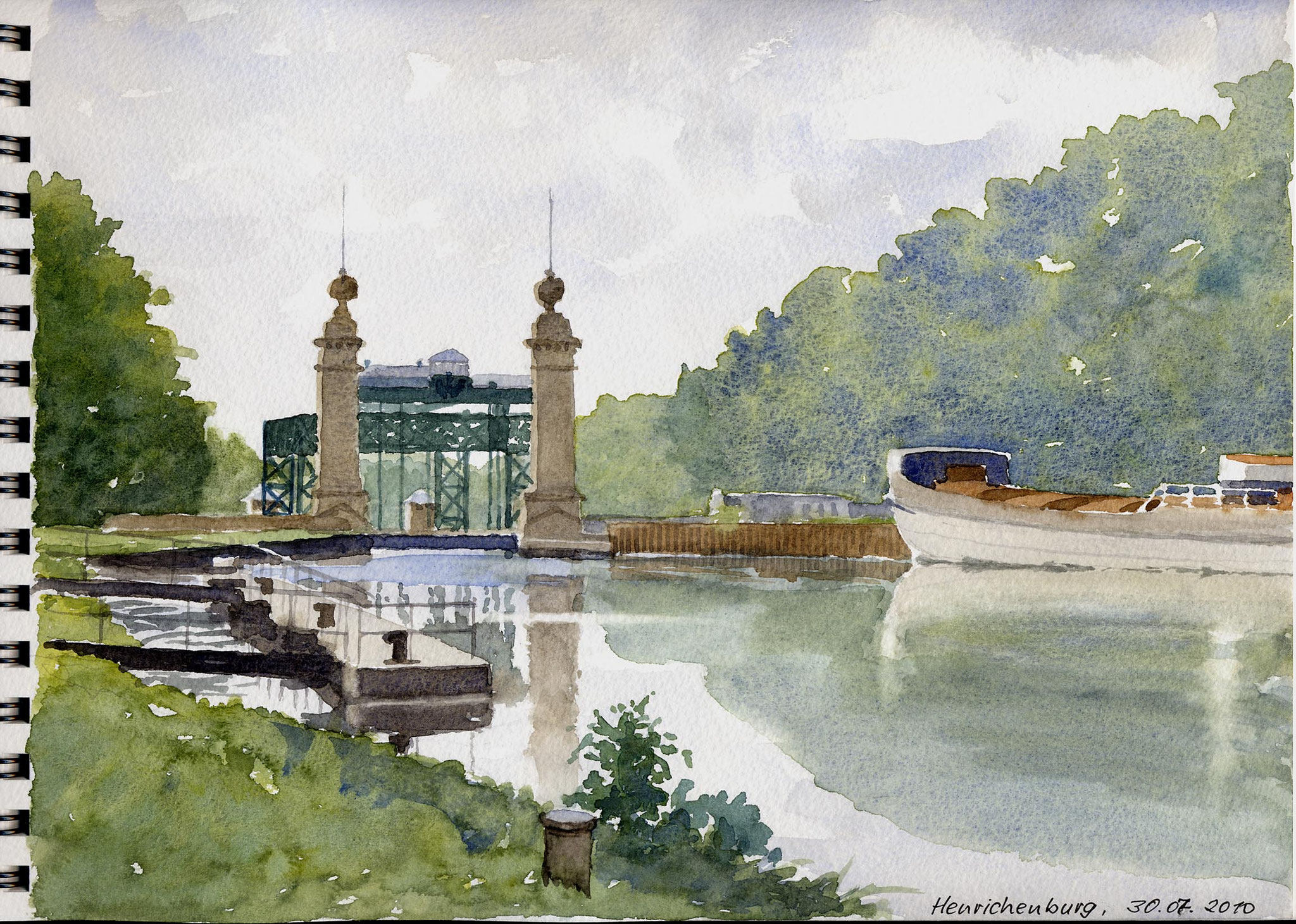 Altes Schiffshebewerk Henrichenburg (Aus Aquarell-Skizzenbuch) - 21x29,7 cm NFS