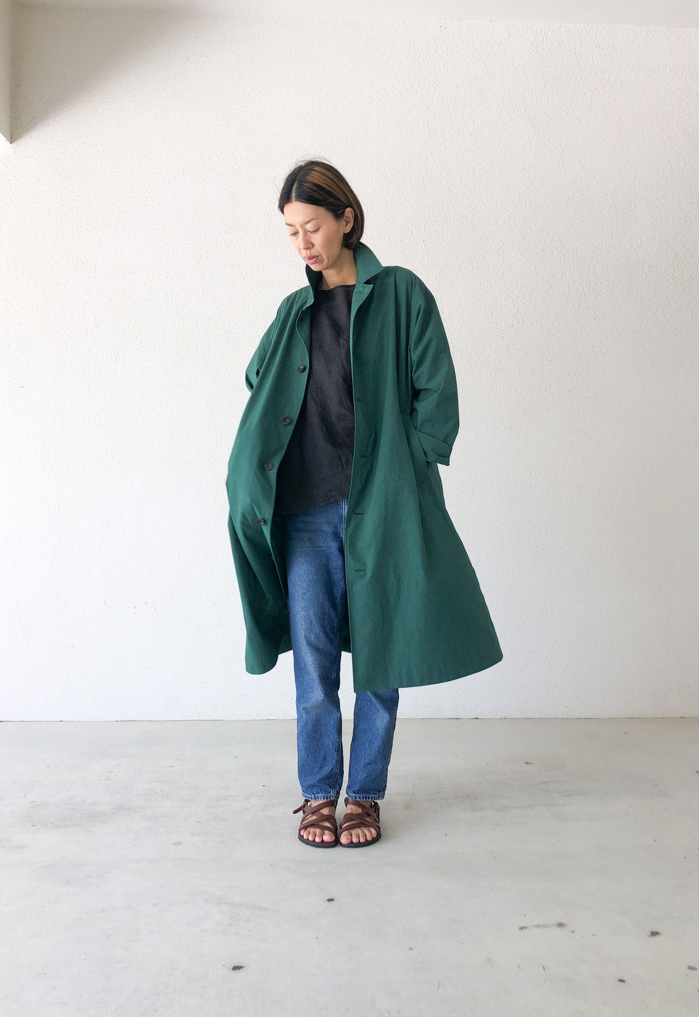 国産リネン生地　チュニック割烹着　キナリ　服作り40年の田舎町仕立屋 職人こだわりの国産リネン生地【限定カラー】 40番手 50cm