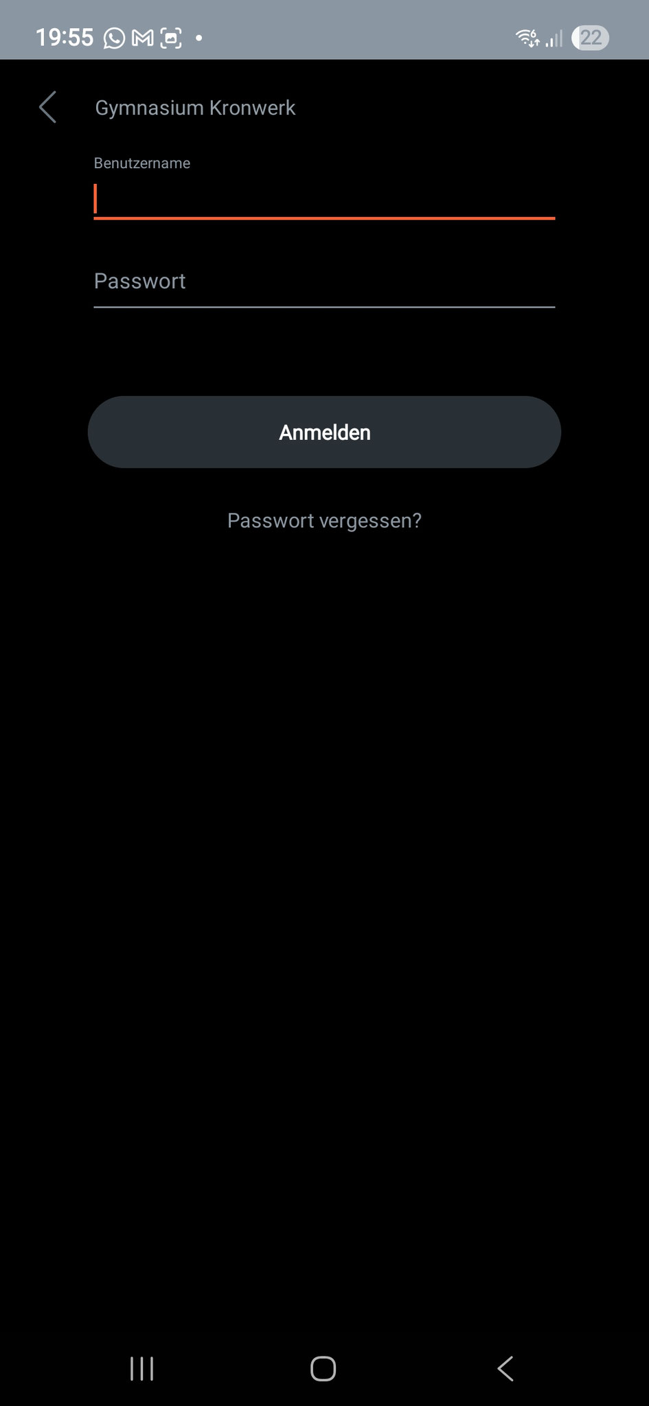 Schulsuche in UntisMobile - Passwort vergessen