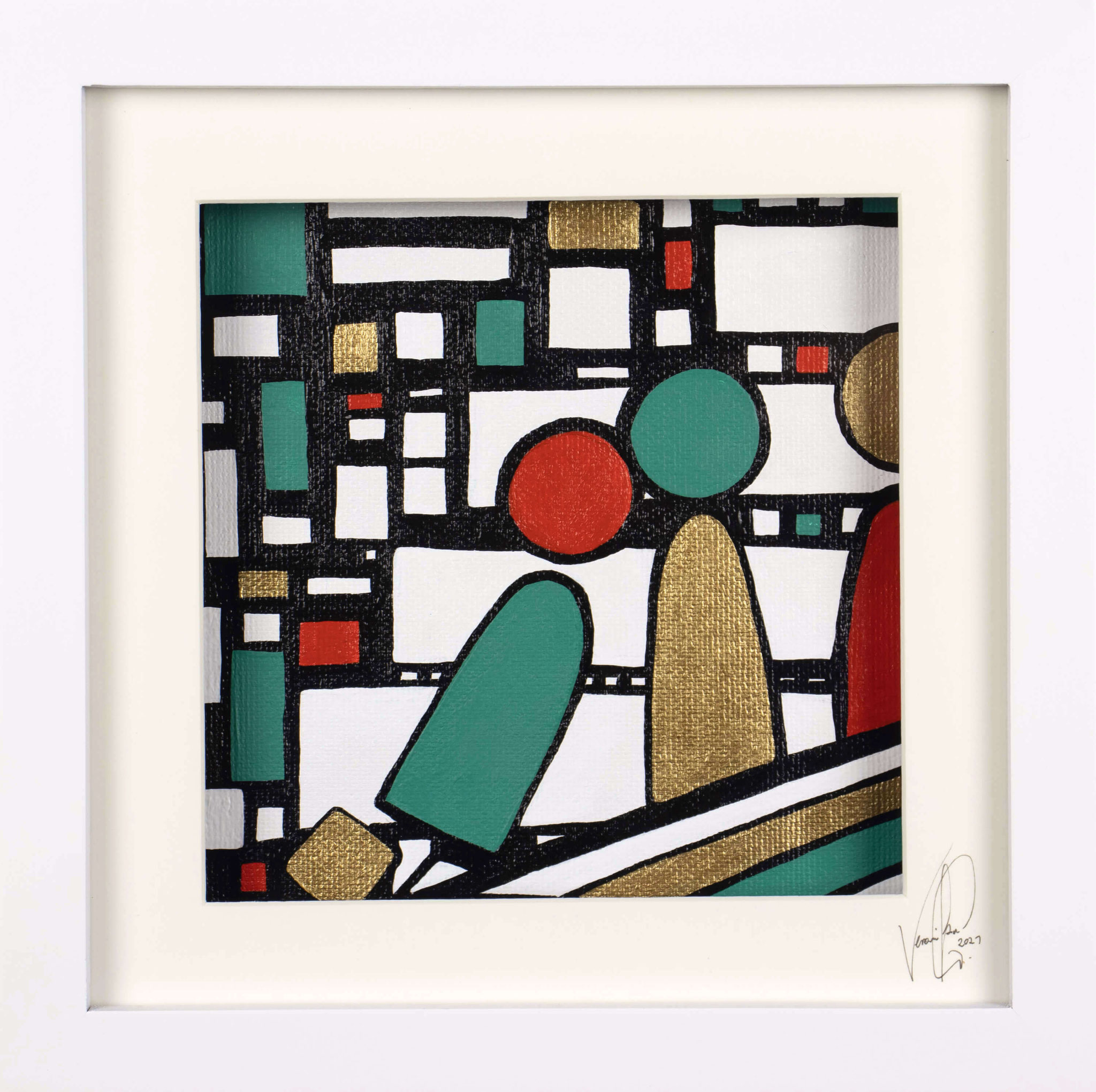 Veronika Spleiss "Berührung" 2021 20x20 cm, Acryl auf Baumwolle, Privatsammlung Deutschland