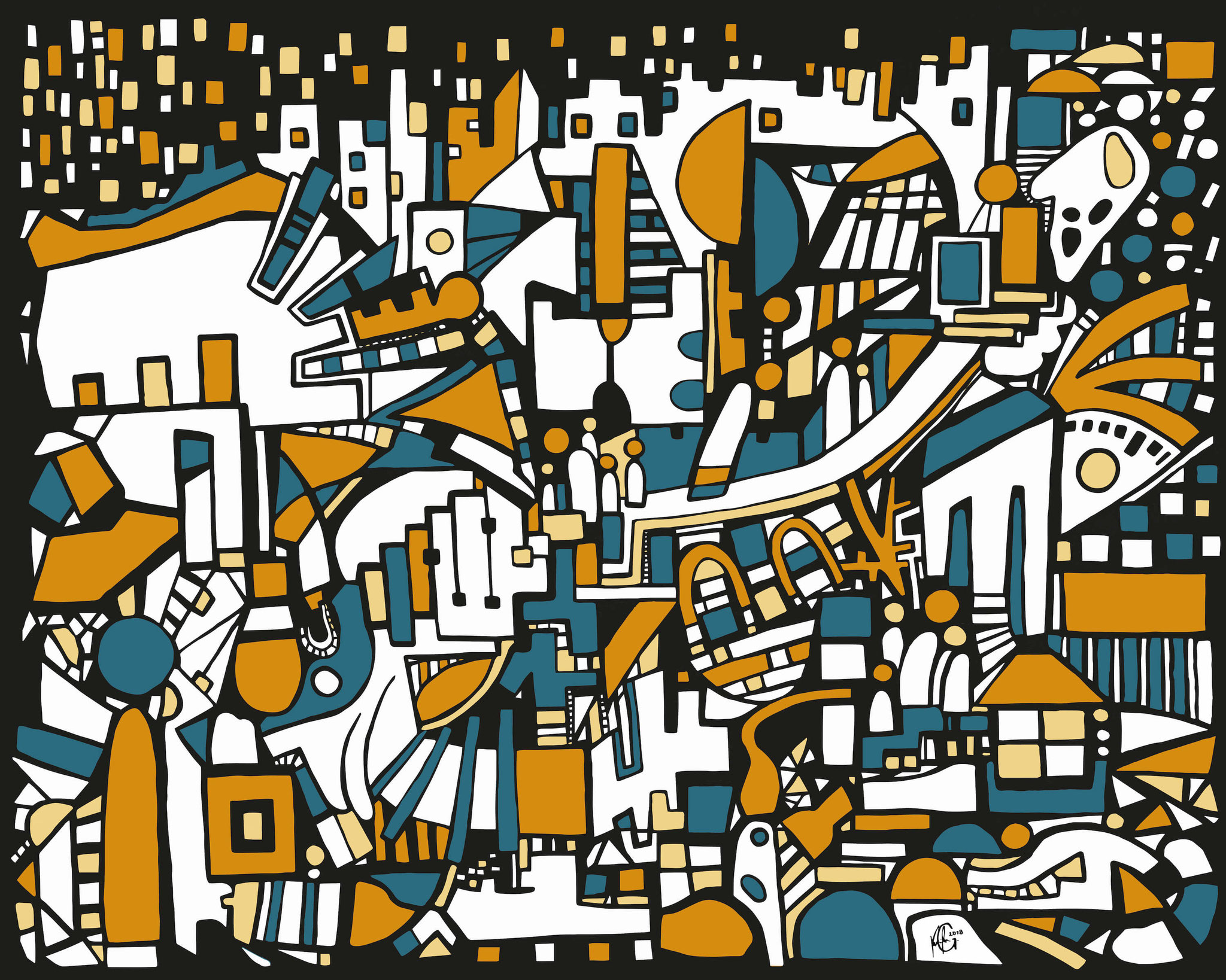 Veronika Spleiss "Stadtleben" 2019 80x100 cm, Acryl auf Leinwand, Privatsammlung Deutschland