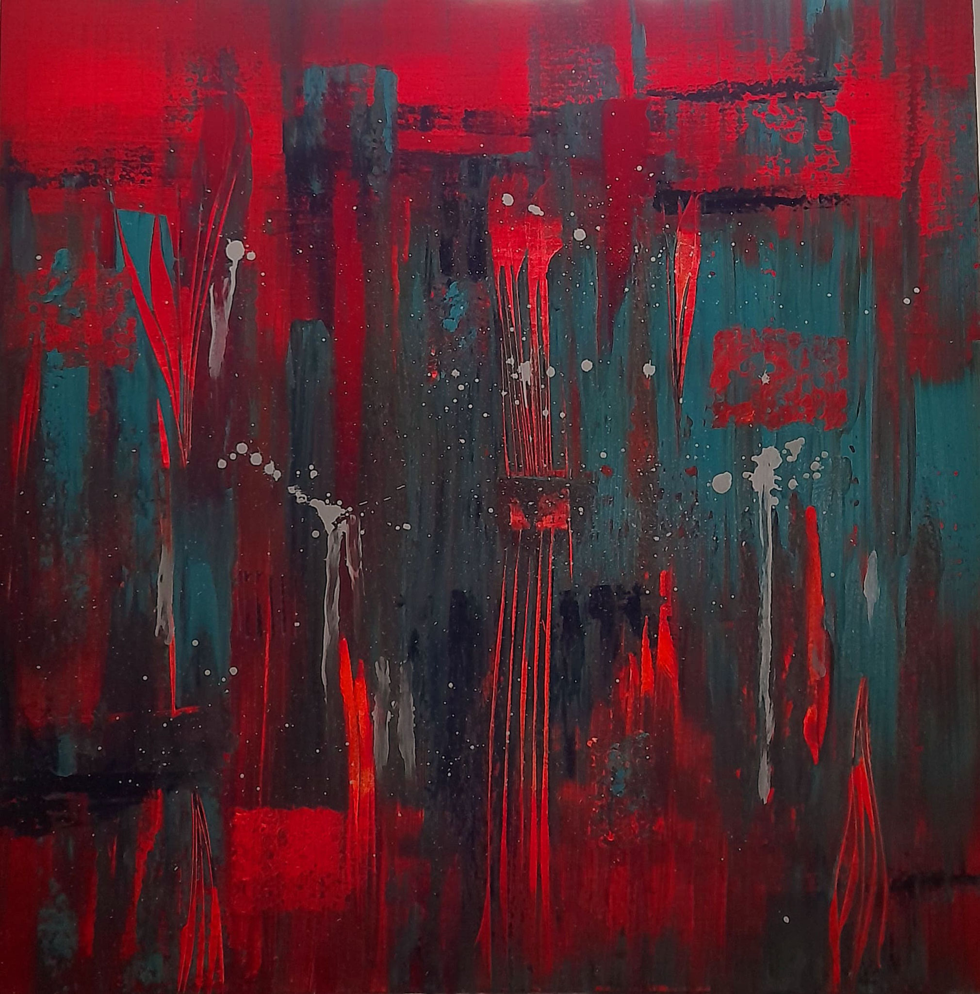 "Abstractittude" Acrylique sur châssis 3D format 80 x 80