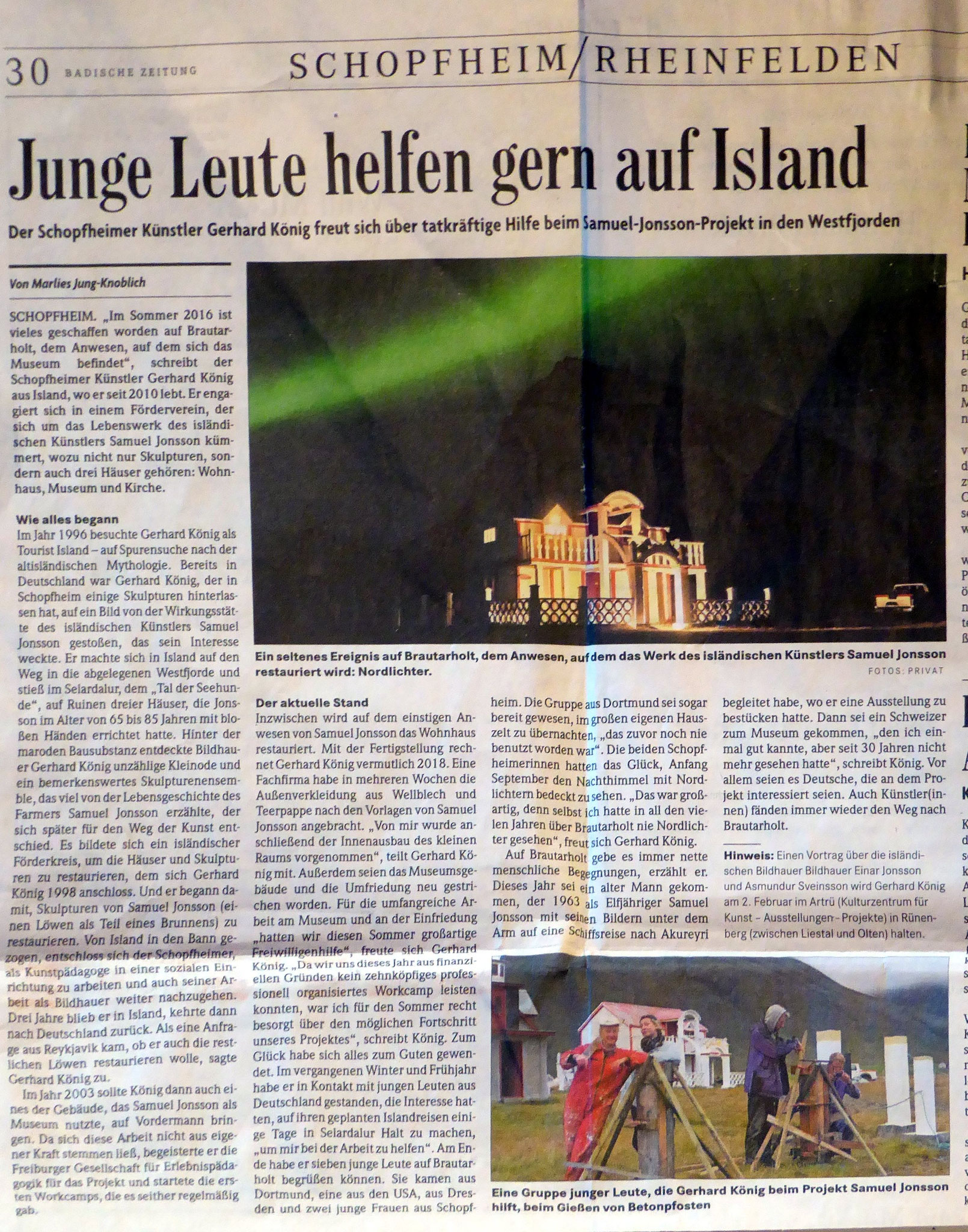 Badische Zeitung 11.1. 2017  by Marlies Jung-Knoblich