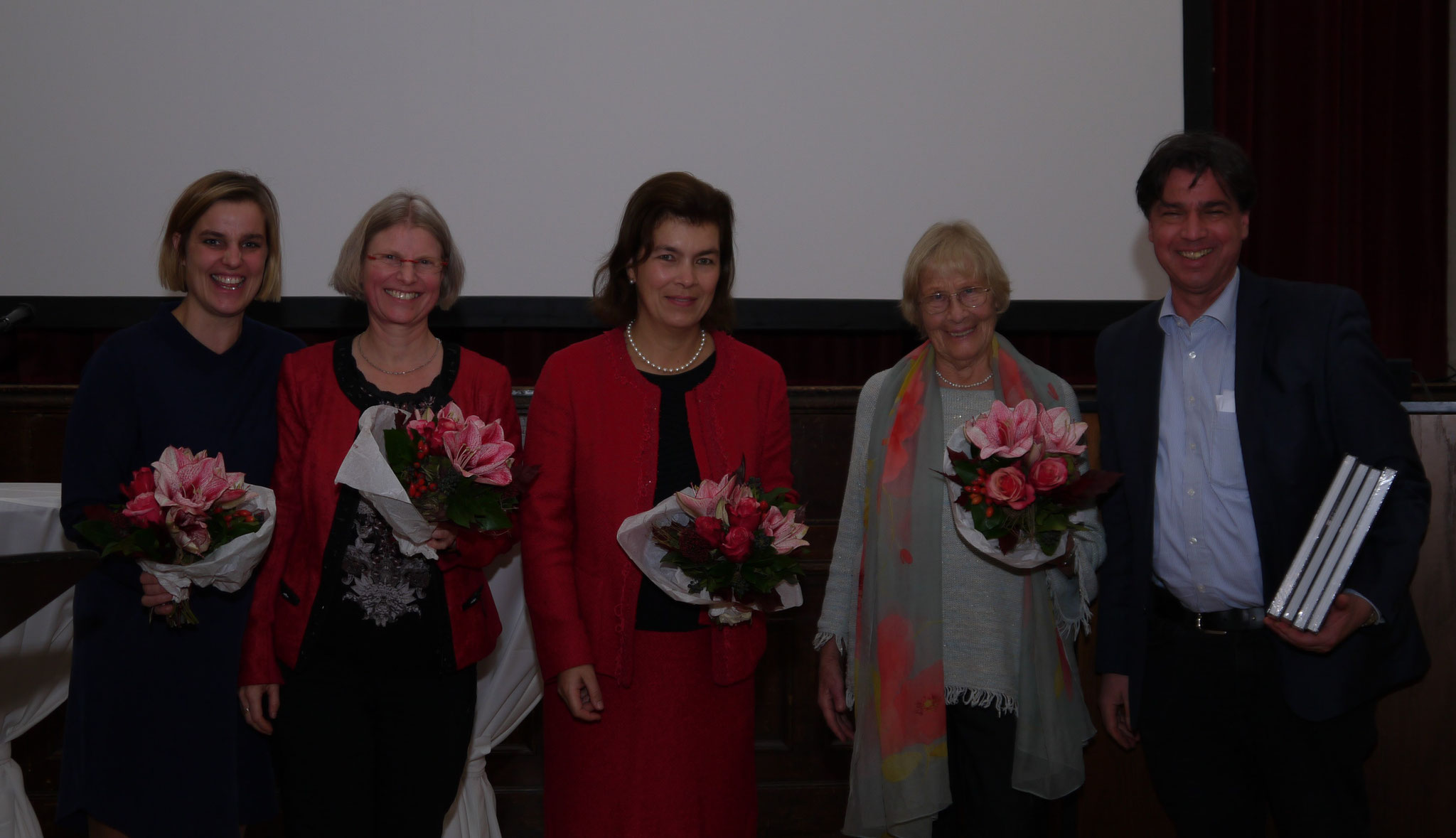 Referentinnen Frau Veronika Siebertz, Frau Maria Azertodt, Frau Barbara Arnold, Evemarie Haupt und Herr Dr. Peter Hulin auf dem AGV Sprech- und Singtag München, 2018