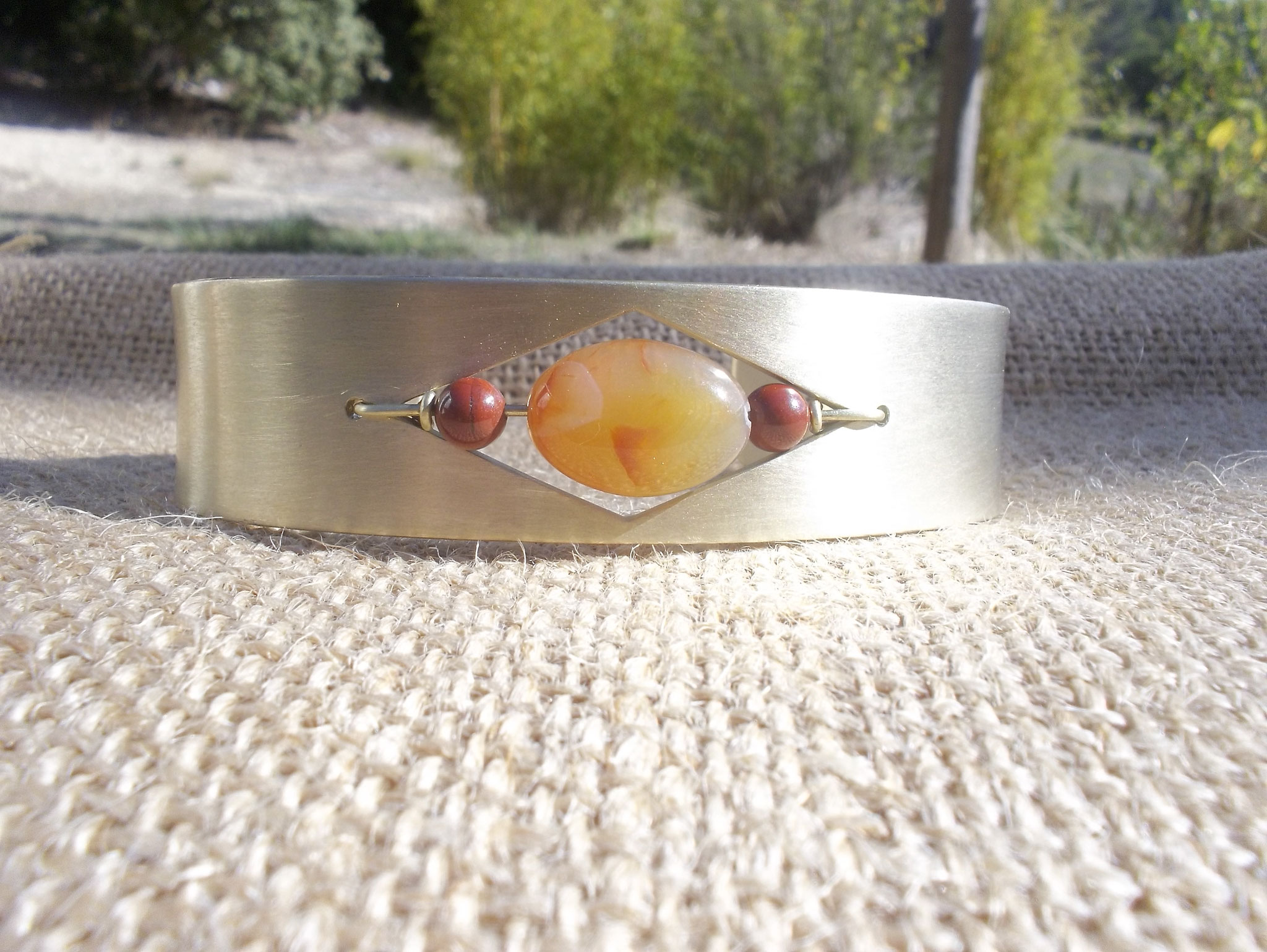 Bracelet "Sofia" - Laiton, Cornaline et Jaspe - Philippe D