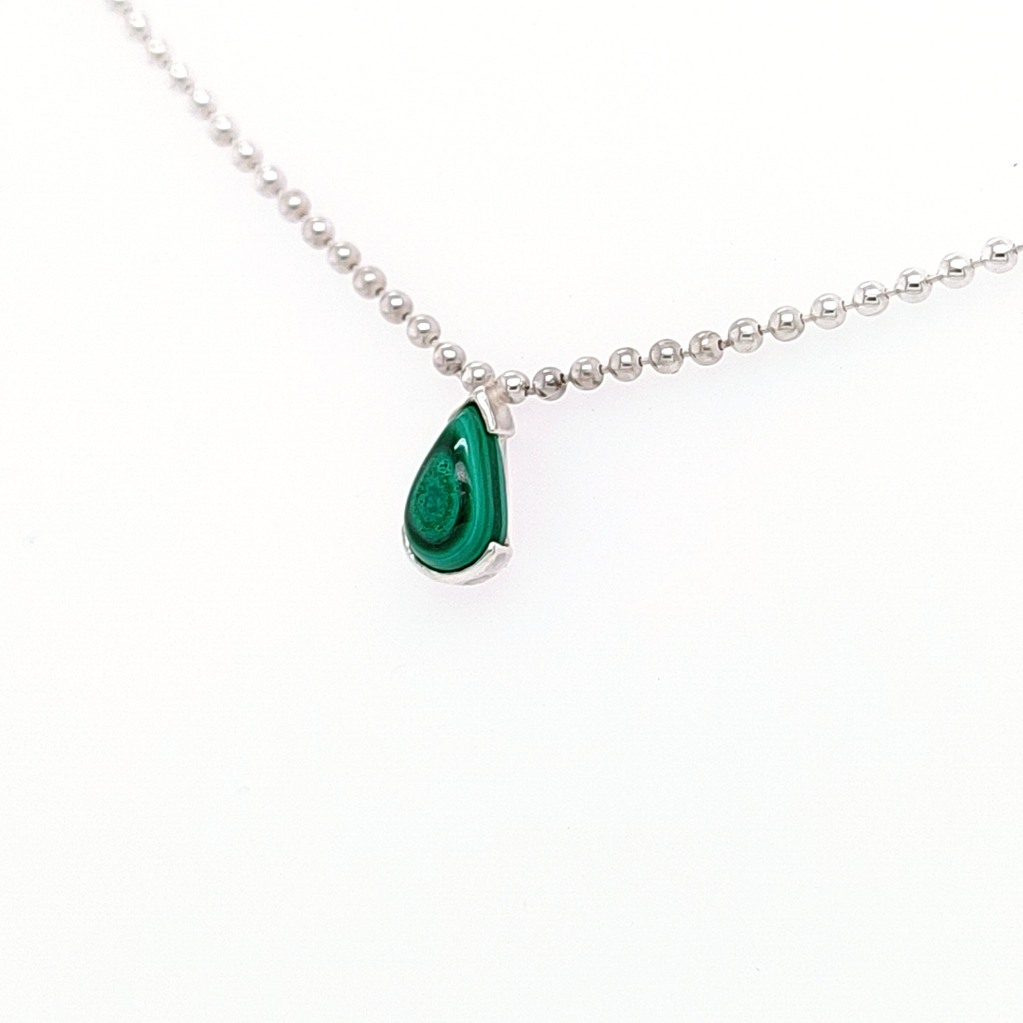 Collier "anniversaire" - Malachite goutte et argent 925