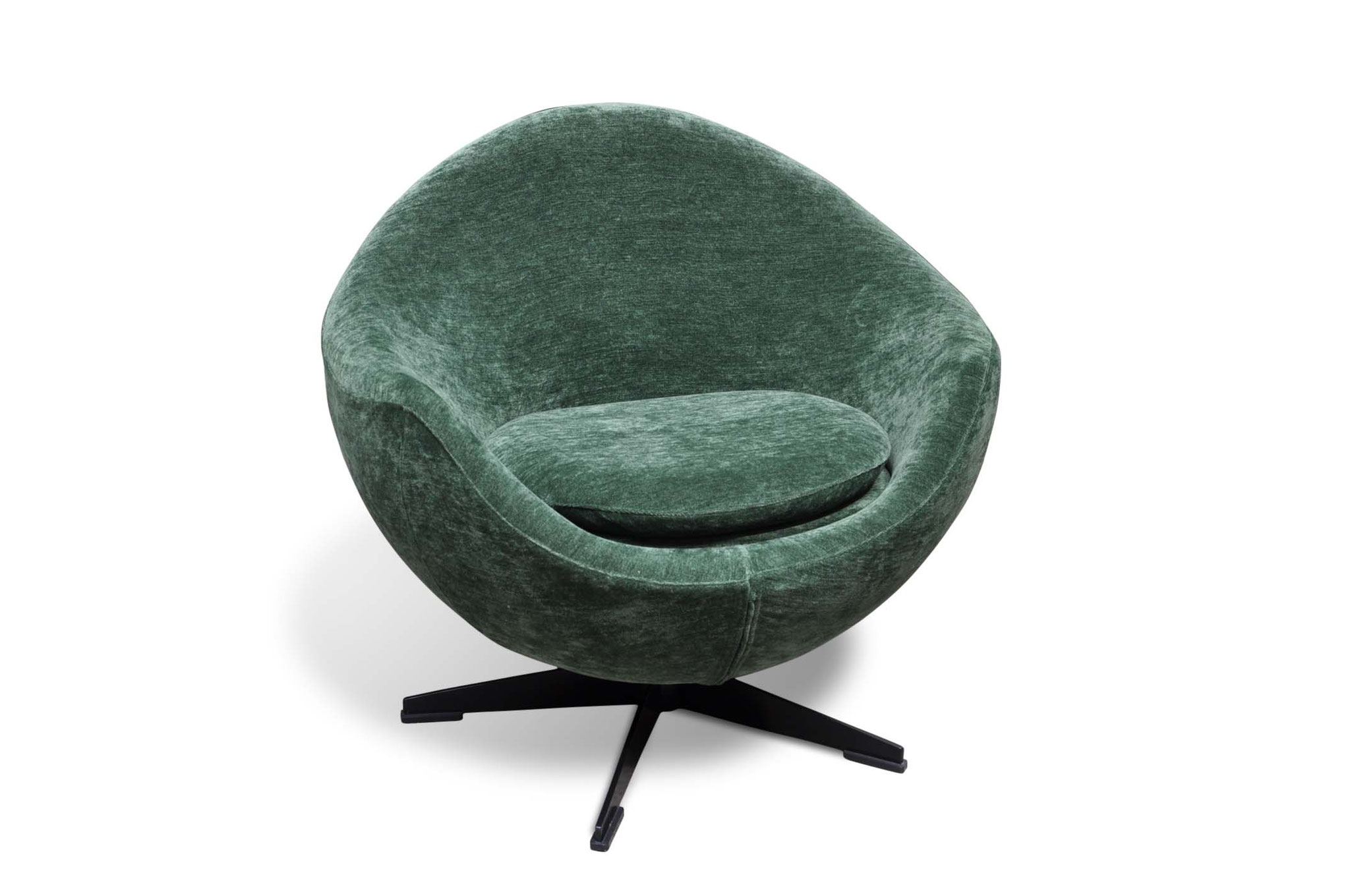 Italian egg vintage mid century chair upholstered in linen velvet