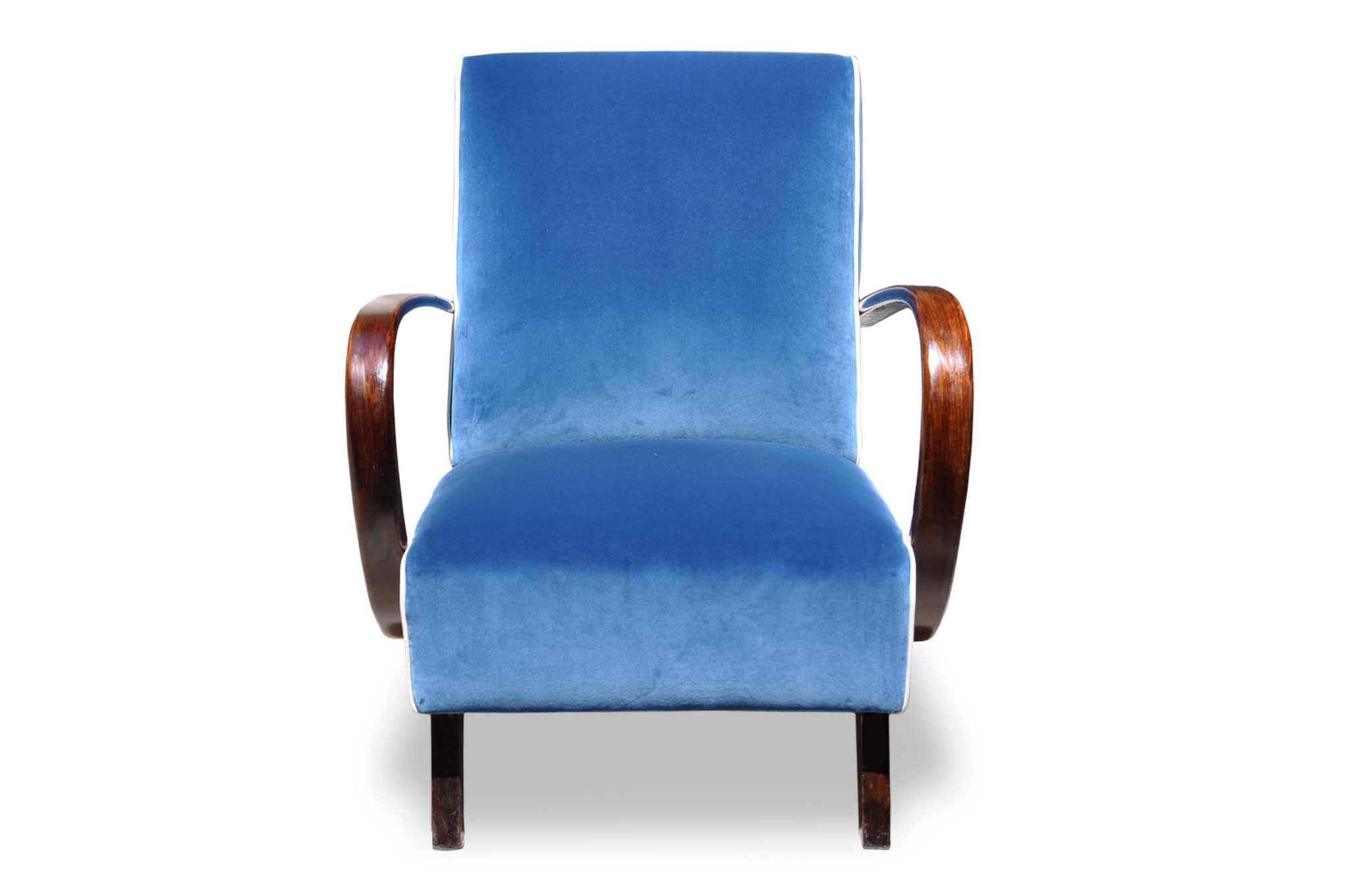 art deco chair in prussian blue velvet