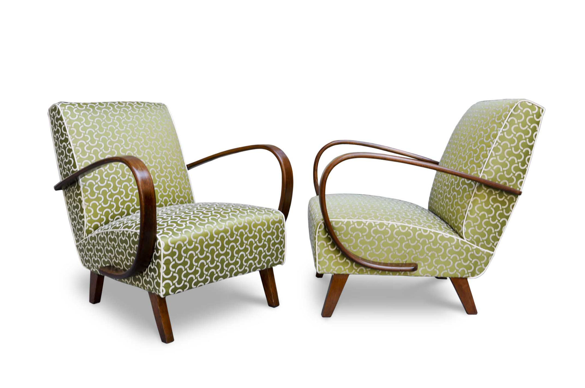 art deco chair in jacquard lime fabric