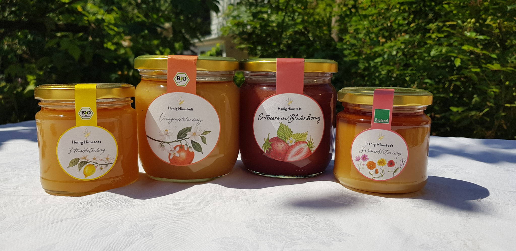 Illustrationen für Fruchthonig und Blütenhonig