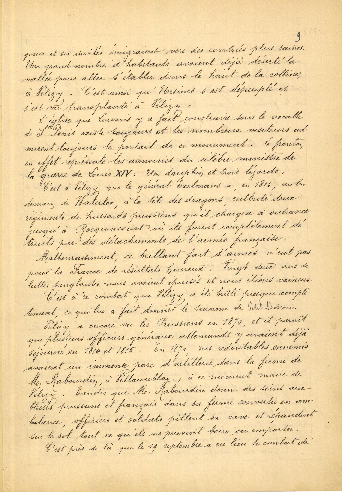 Page 9 - Monographie communale de l'instituteur de Vélizy, 1899