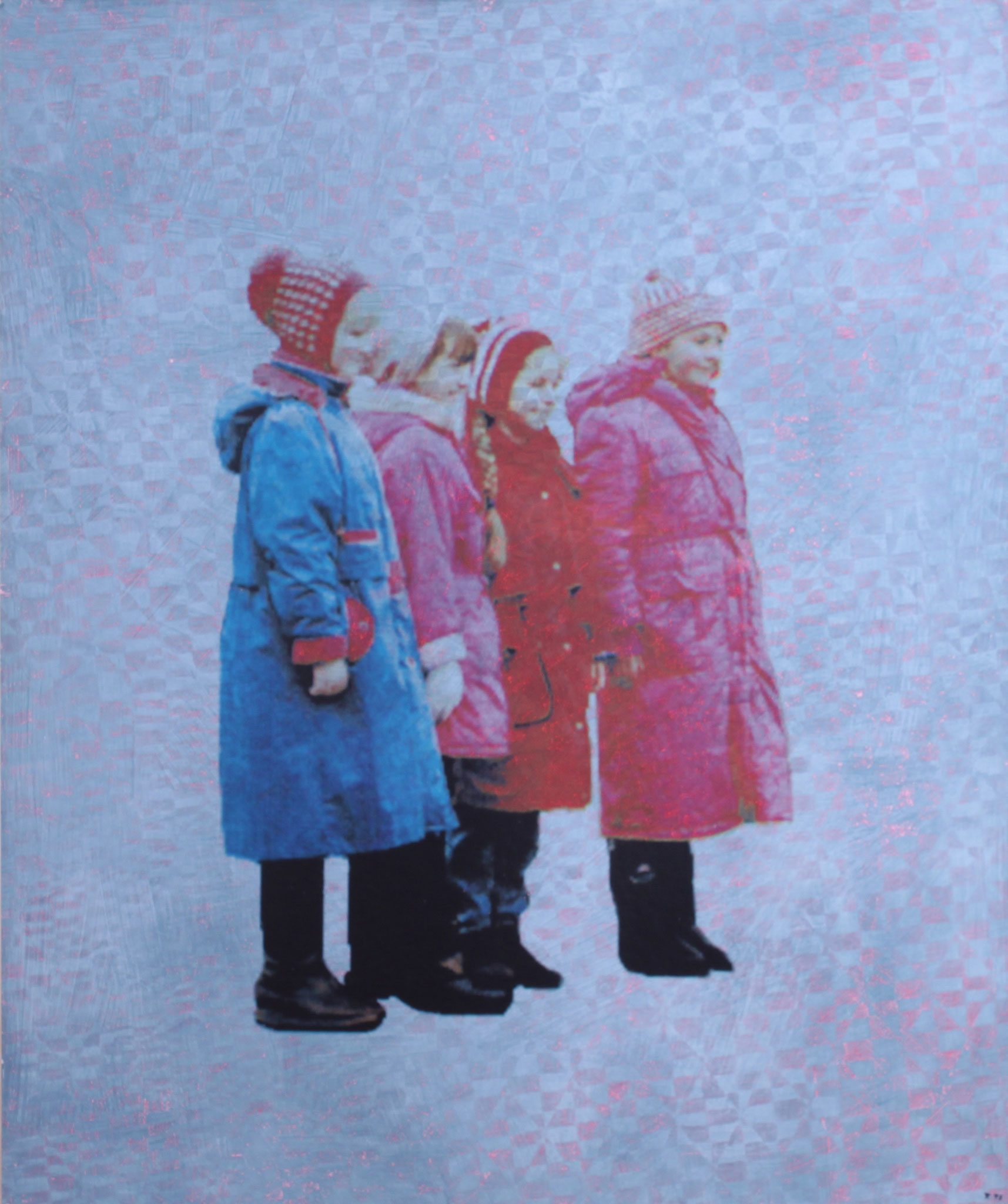 Inge Kracht, "Nachmittagslächeln", Mischtechnik auf Karton, 120 x100 cm, 1998