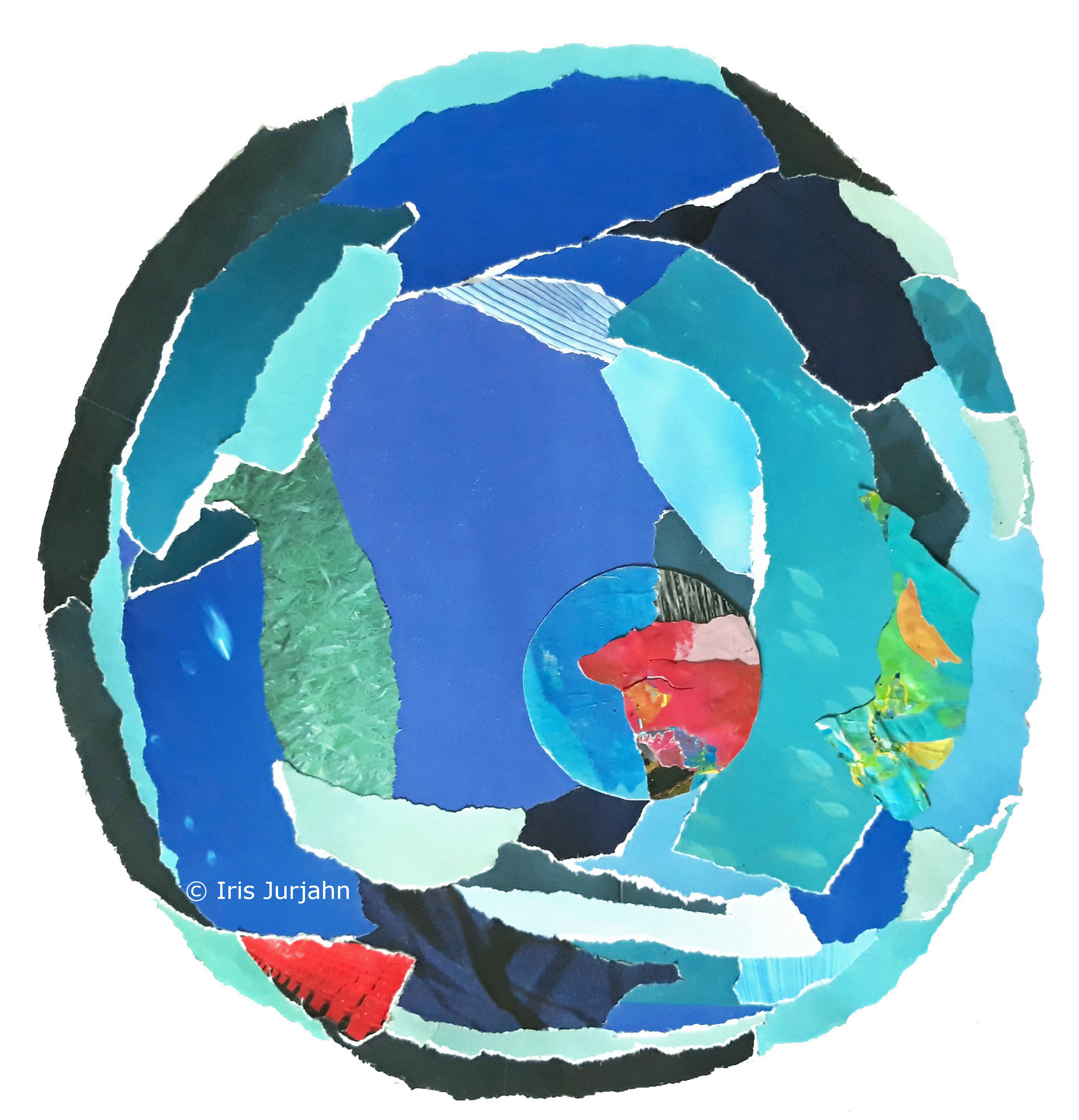 Preikestolen, Collage, Papier und Acrylfarbe, 42 x 42 cm (inkl. Objektrahmen), 2019