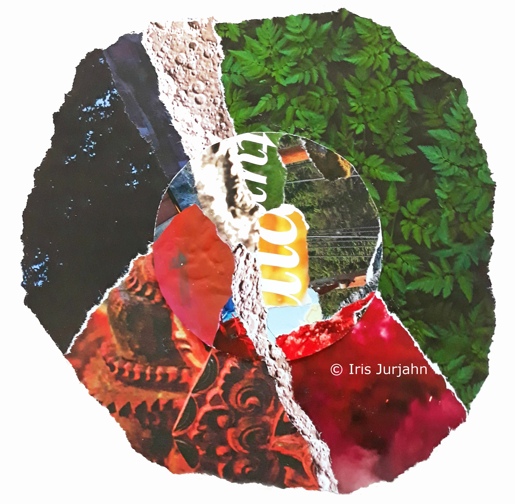 Crack, Papiercollage, 22 x 22 cm (inkl. Objektrahmen), 2019