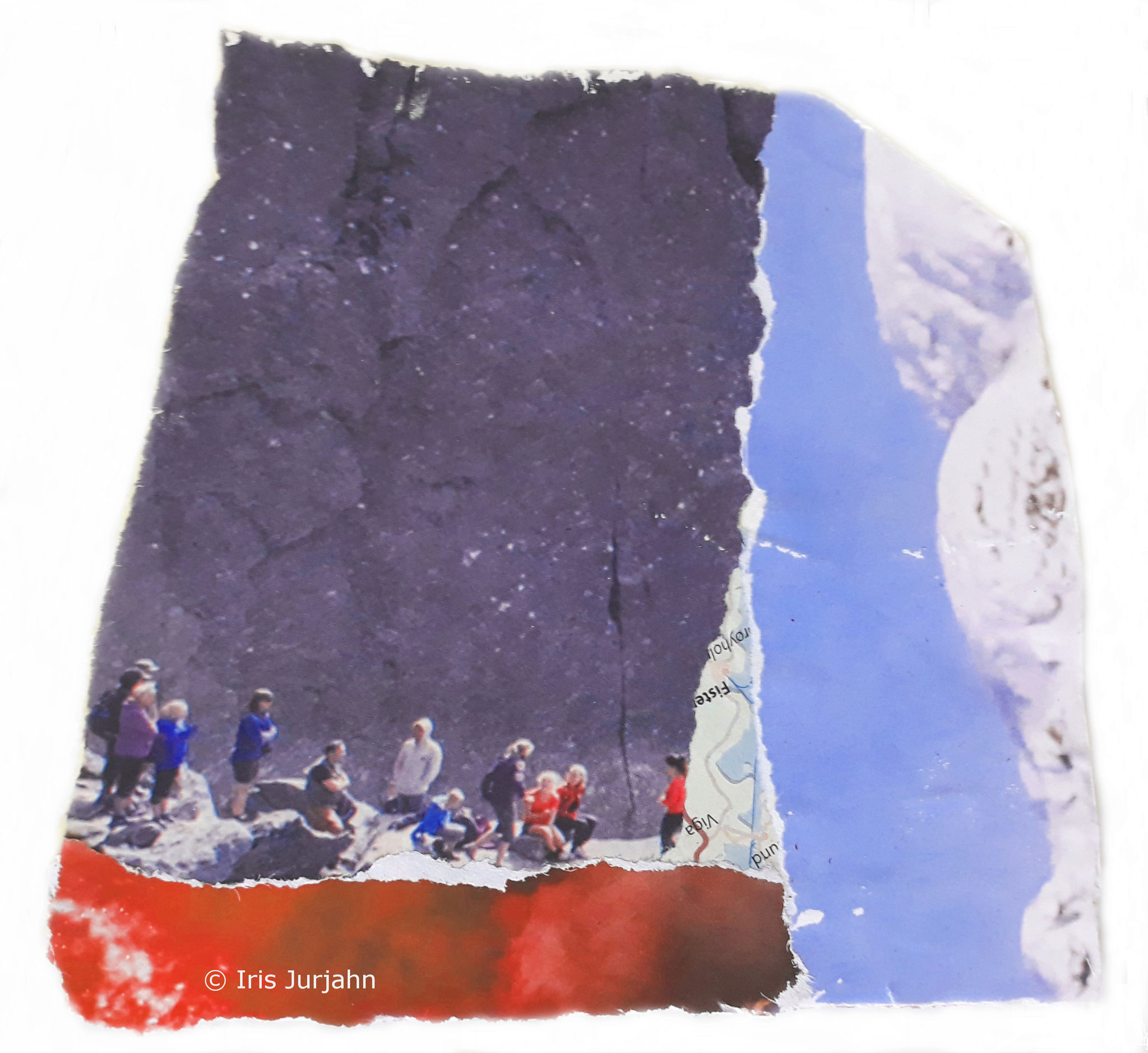 Eisberg, Papiercollage, 17,5 x 17,5 cm (inkl. Objektrahmen), 2017