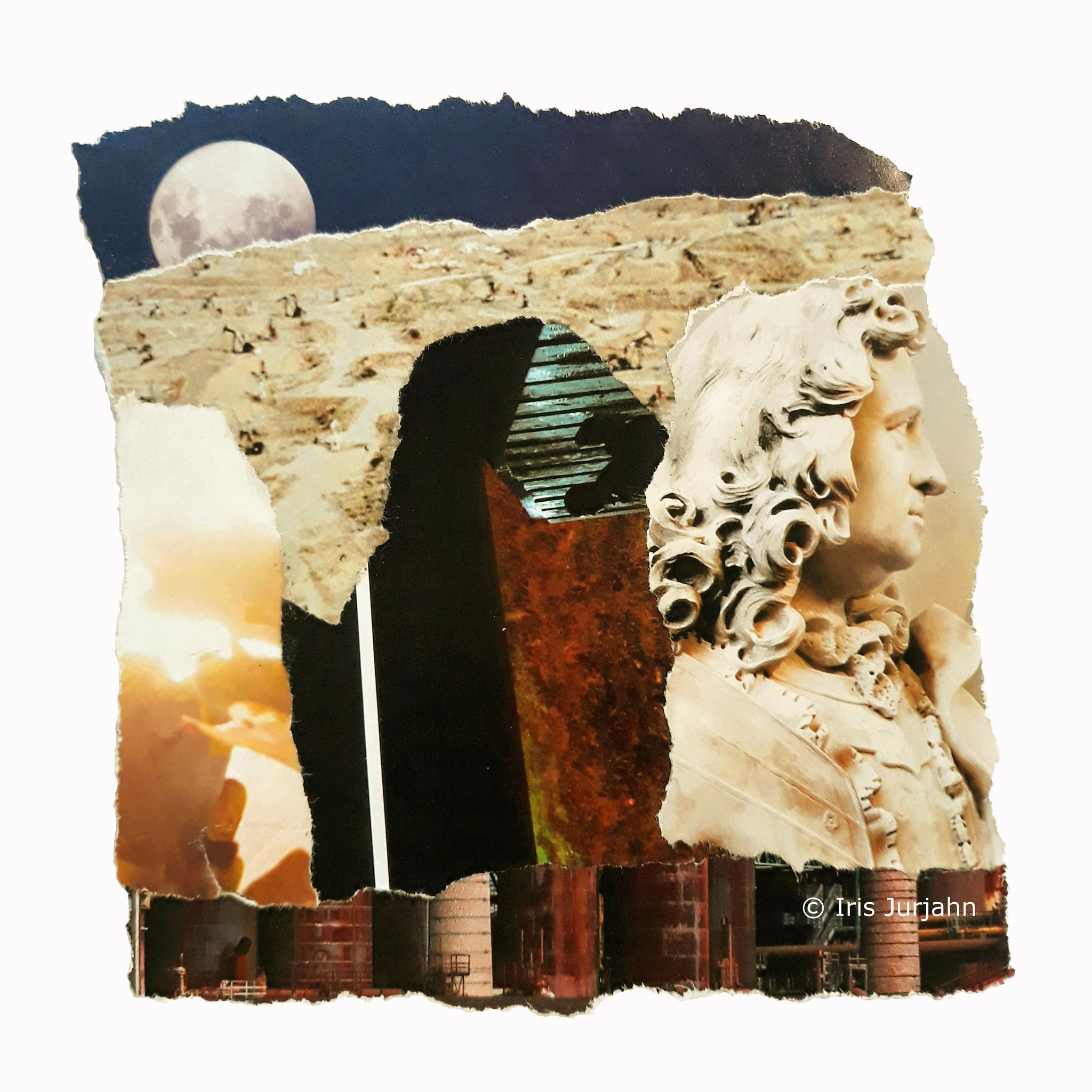 Lunlumo, Papiercollage, 22 x 22 cm  (inkl. Objektrahmen), 2019