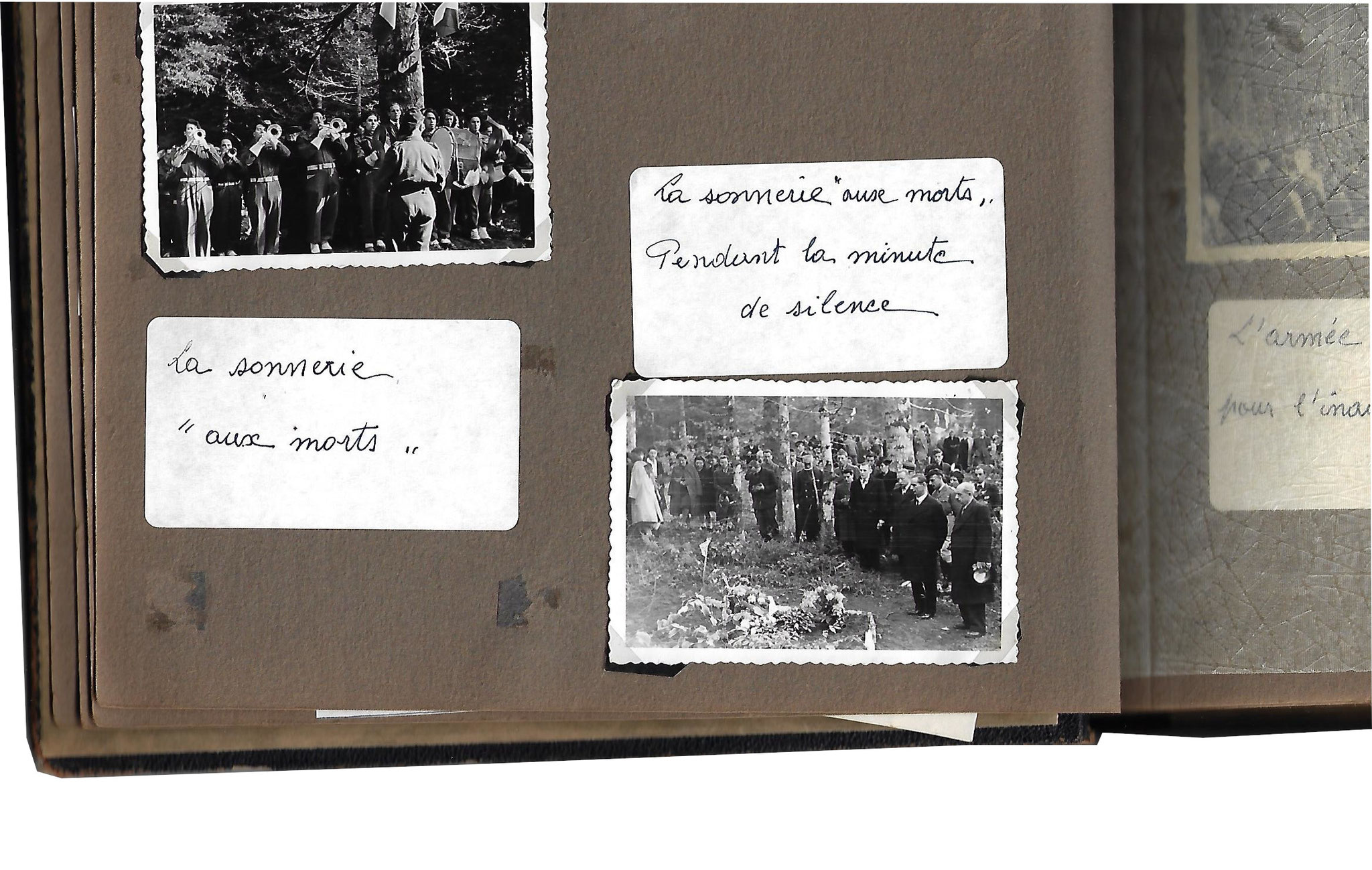 1946. Album de l'inauguration de la stèle avant le transfert des corps au cimetière militaire de la Doua [Lyon] des aviateurs anglo-canadien