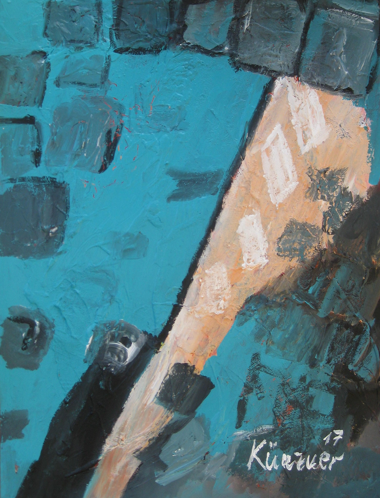 Auf der Straße, Acryl und Mischtechnik auf Papier, 55x42cm