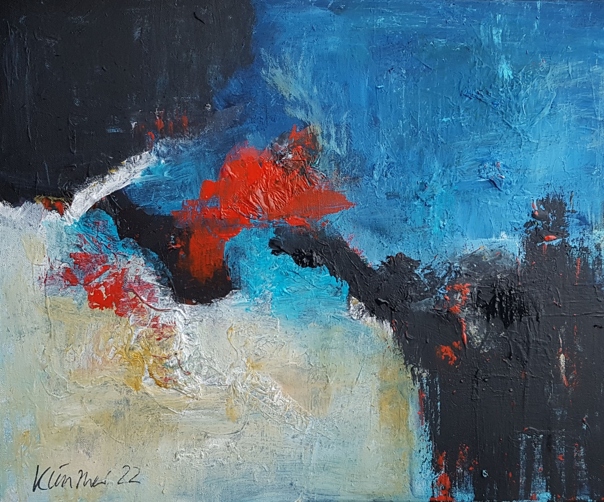 Spiel mit dem Feuer, Acryl und Mischtechnik auf Leinwand, 50x60cm