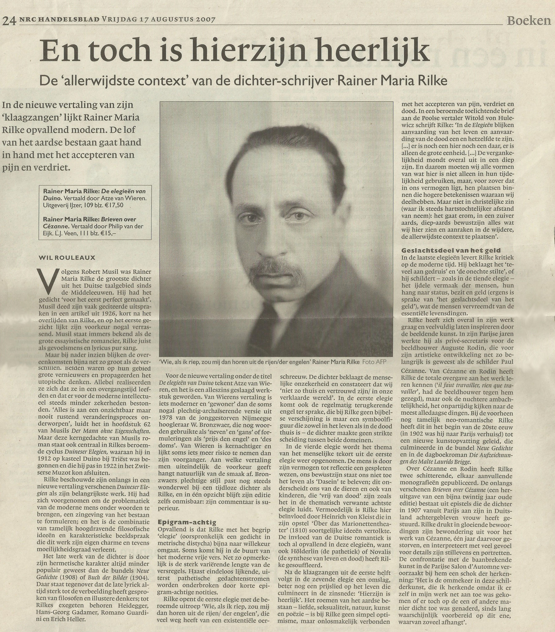 De elegieën van Duino 2007 - recensie