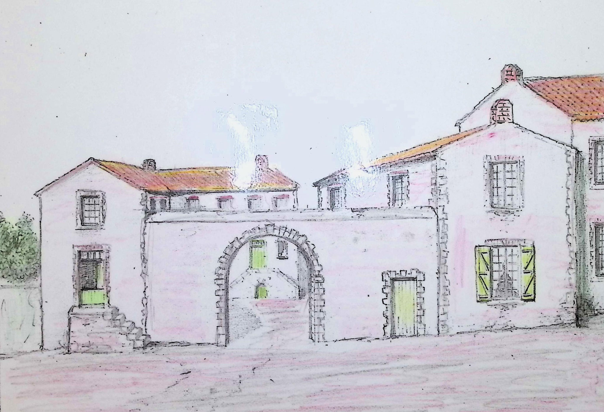 La grande cour, place Saint-Pierre, 1840 (Charles Arnault)