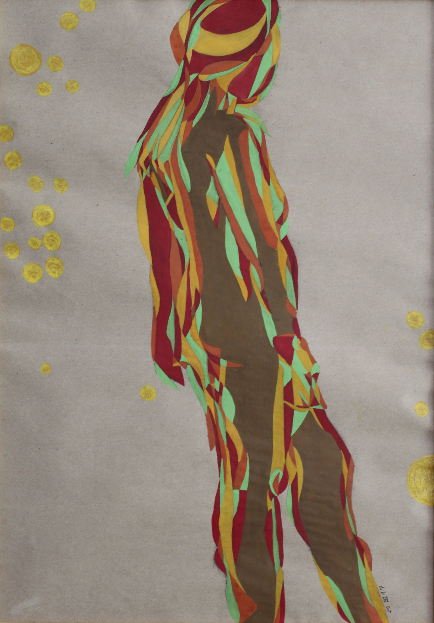 Yellow dots, Aquarell und Buntstift auf Papier, 2017, 59 cm x 42 cm